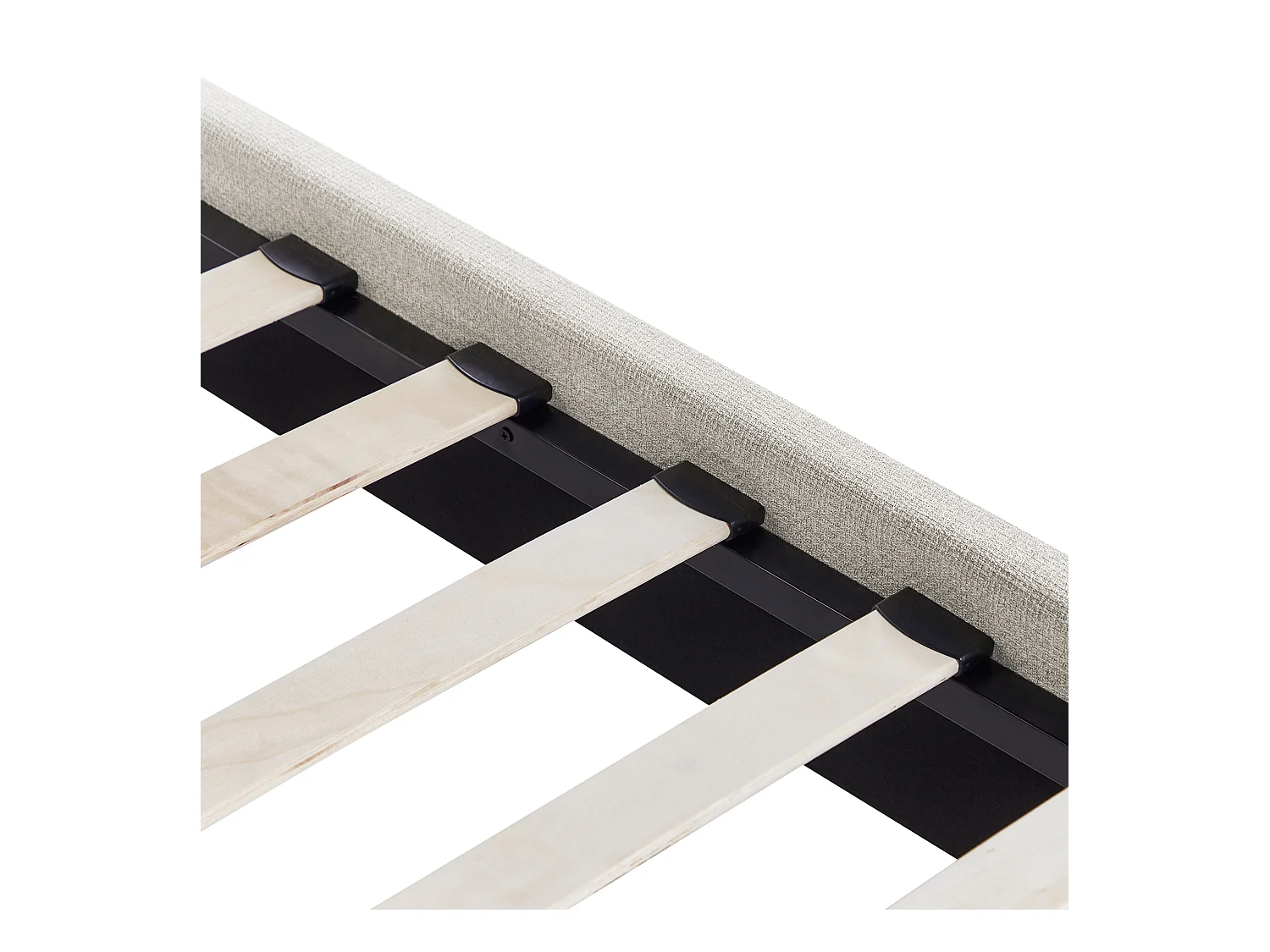 Lit sans tête de lit Tissu ROANNE 90 x 200 cm Beige clair