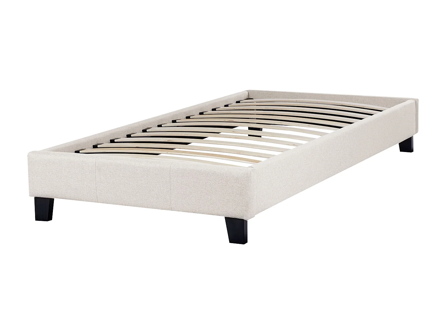 Lit sans tête de lit Tissu ROANNE 90 x 200 cm Beige clair