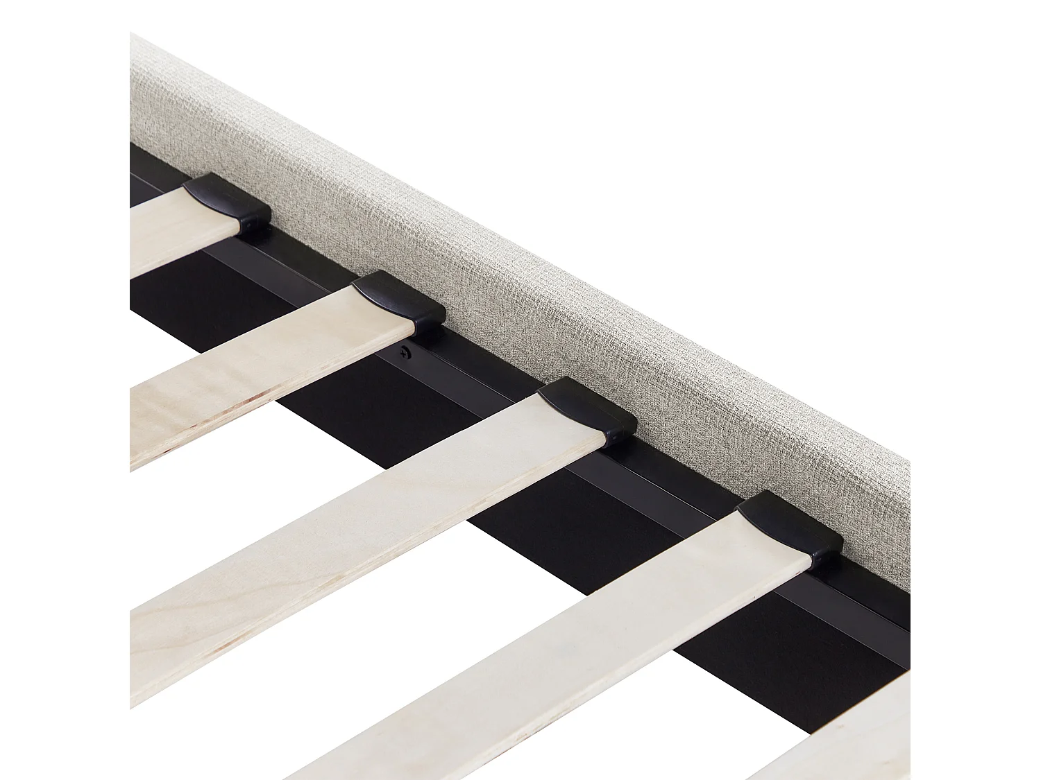 Lit sans tête de lit Tissu ROANNE 90 x 200 cm Beige clair