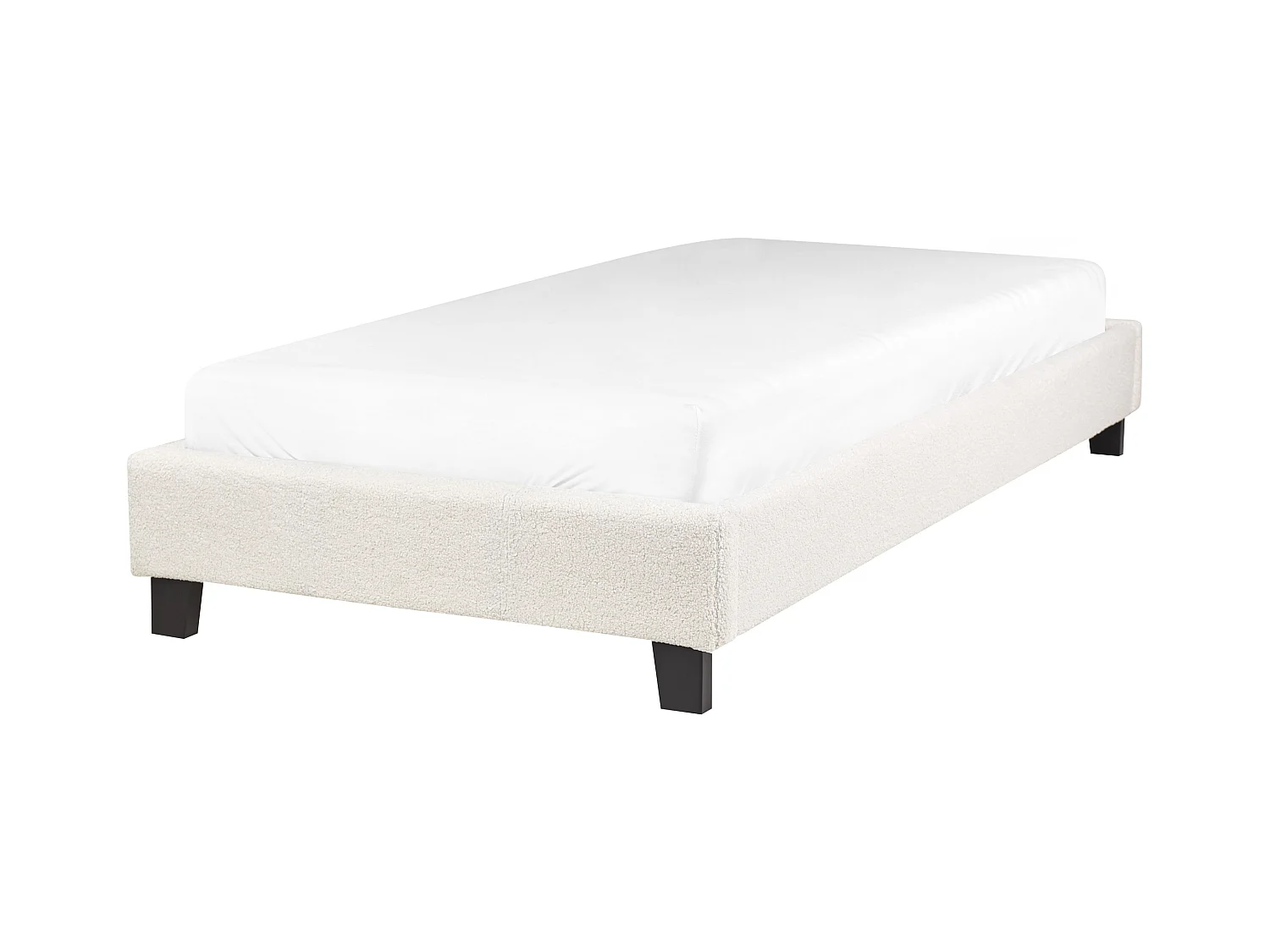Cama sin cabecero Bouclé ROANNE 90 x 200 cm Crema