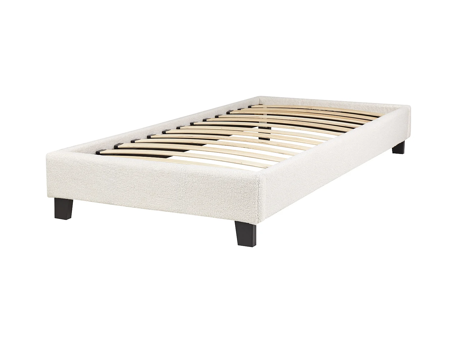 Cama sin cabecero Bouclé ROANNE 90 x 200 cm Crema