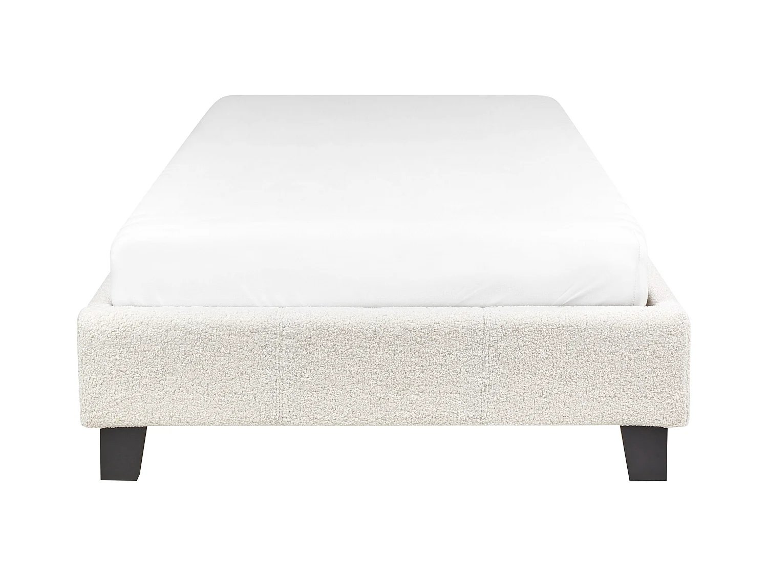 Cama sin cabecero Bouclé ROANNE 90 x 200 cm Crema