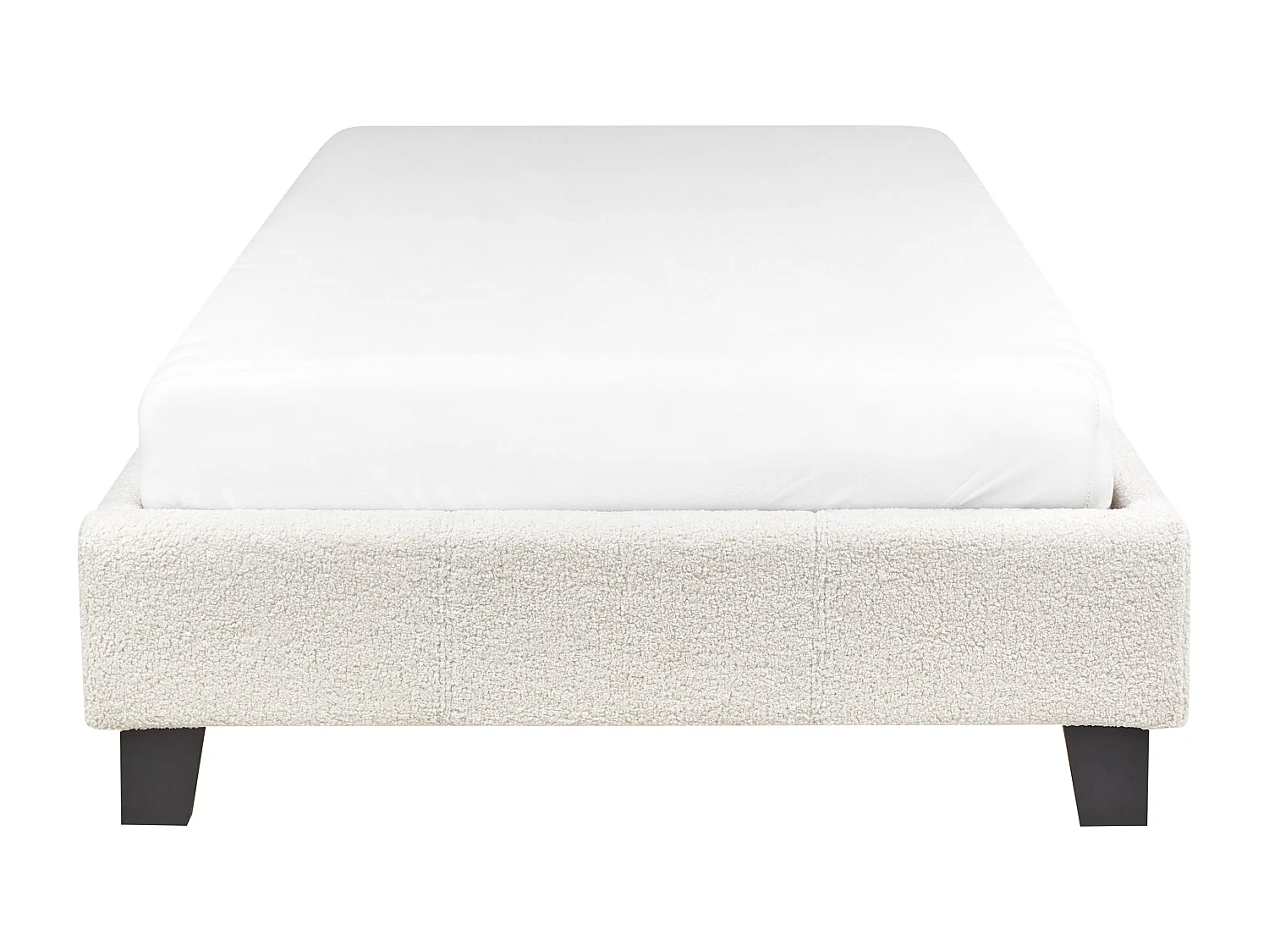 Polsterbett Bouclé beige creme Einzelbett mit Lattenrost 90x200 cm Skandi Roanne