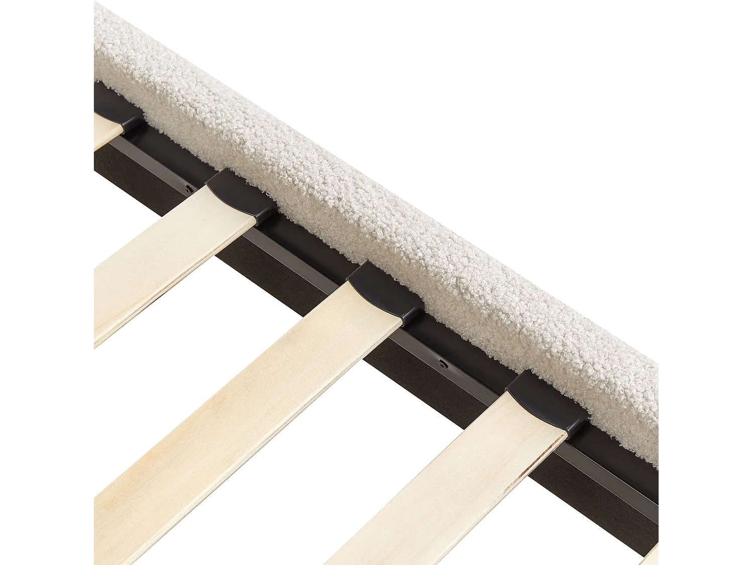 Lit sans tête de lit Bouclé ROANNE 90 x 200 cm Beige clair