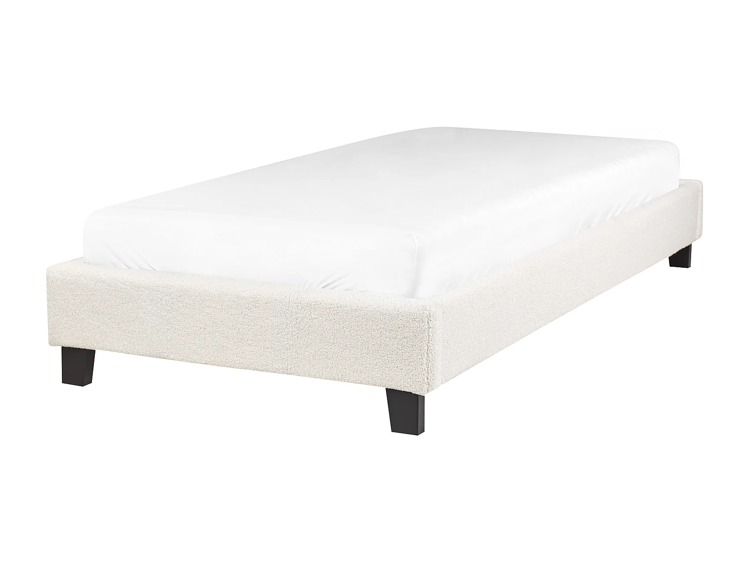 Lit sans tête de lit Bouclé ROANNE 90 x 200 cm Beige clair