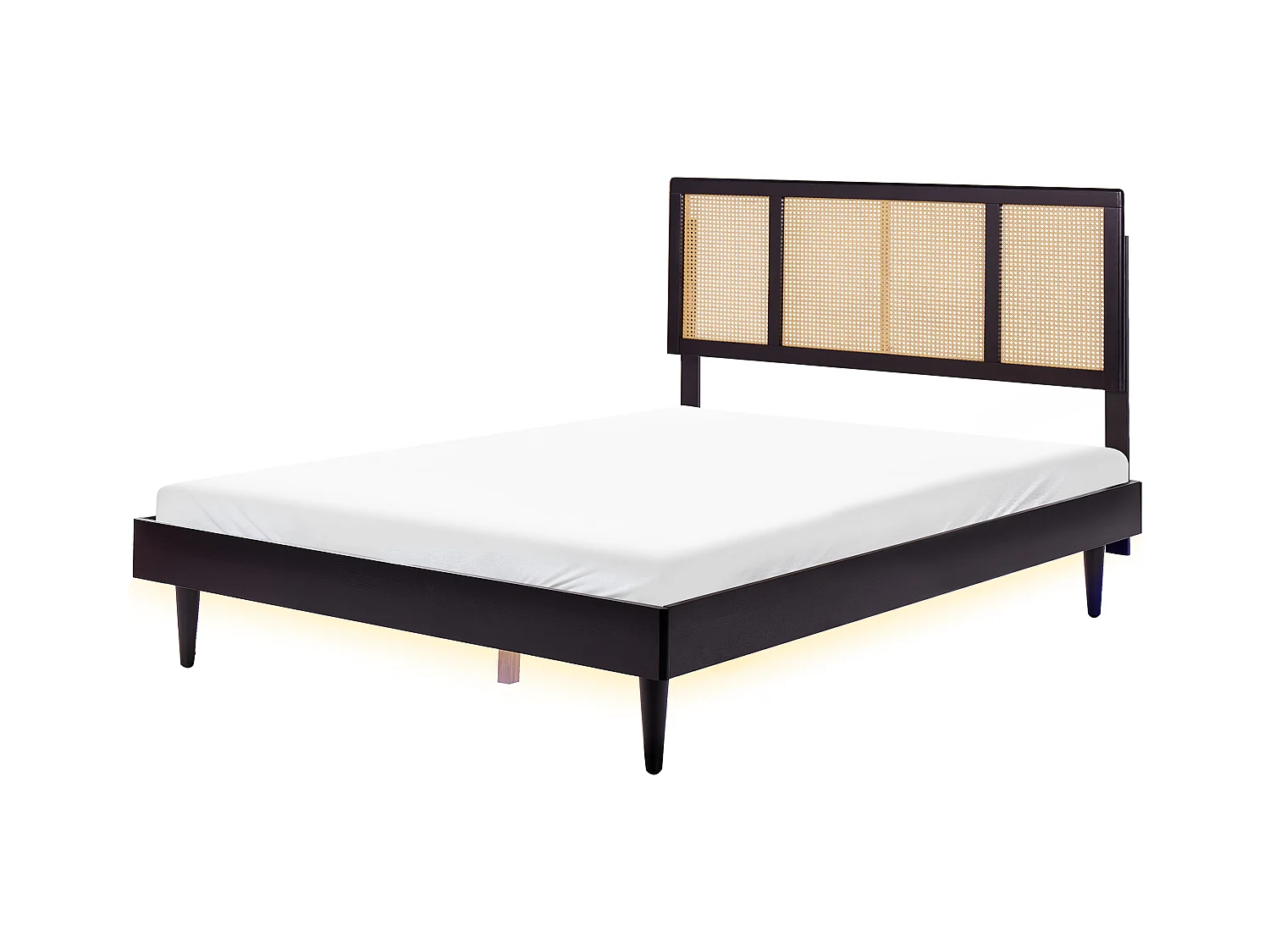 Lit avec LED Rotin AURAY 160 x 200 cm Noir