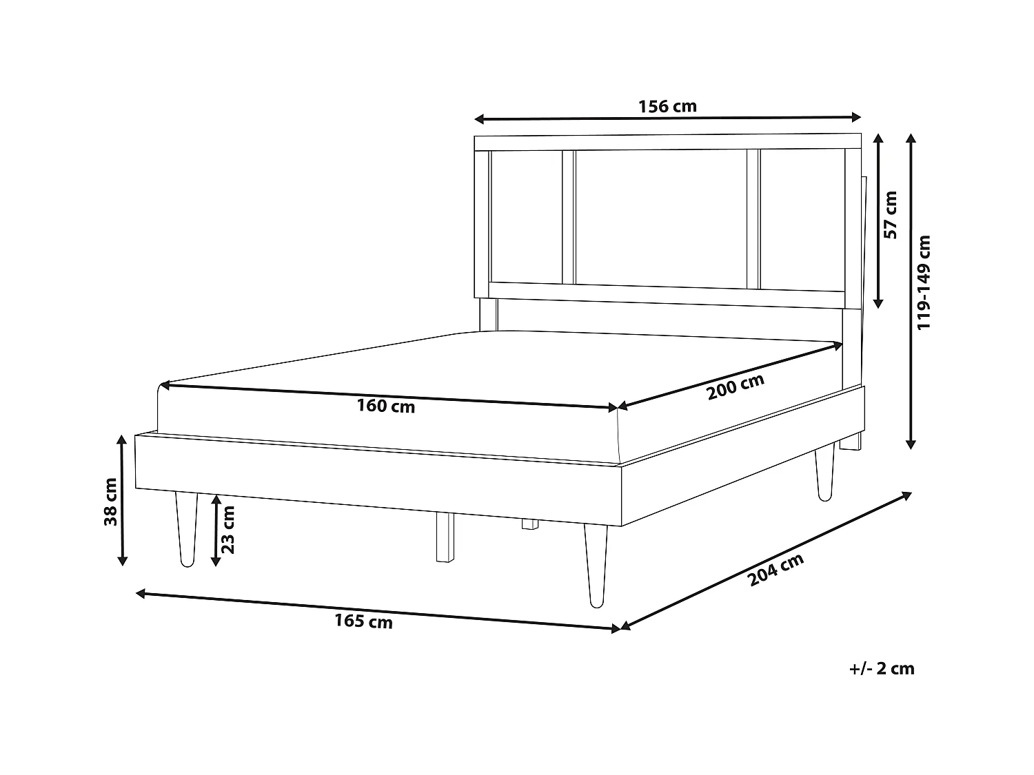 Lit avec LED Rotin AURAY 160 x 200 cm Noir