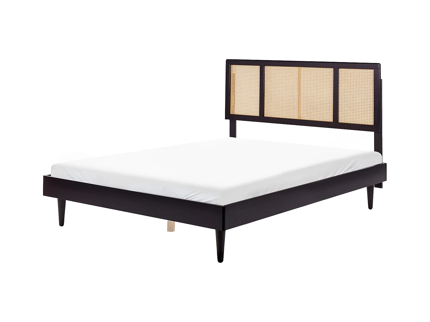 Lit avec LED Rotin AURAY 160 x 200 cm Noir