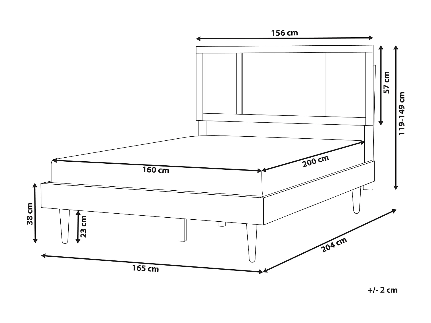 Cama com LED Rattan AURAY 160 x 200 cm Preto