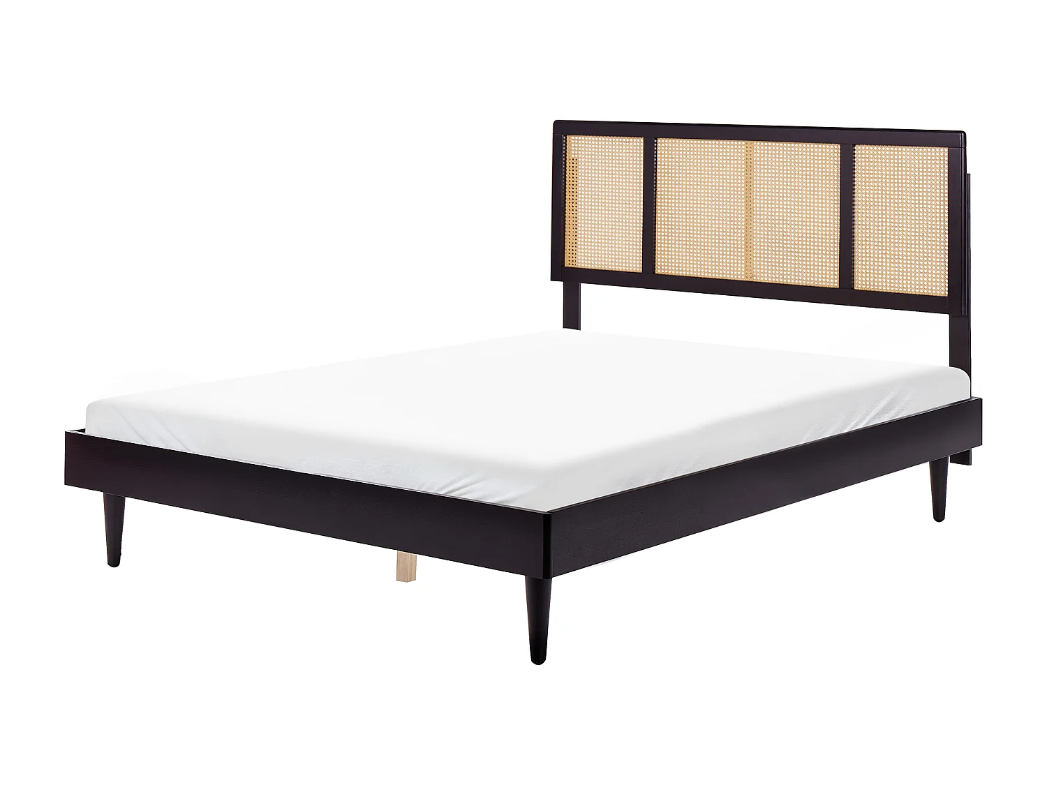 Cama com LED Rattan AURAY 160 x 200 cm Preto