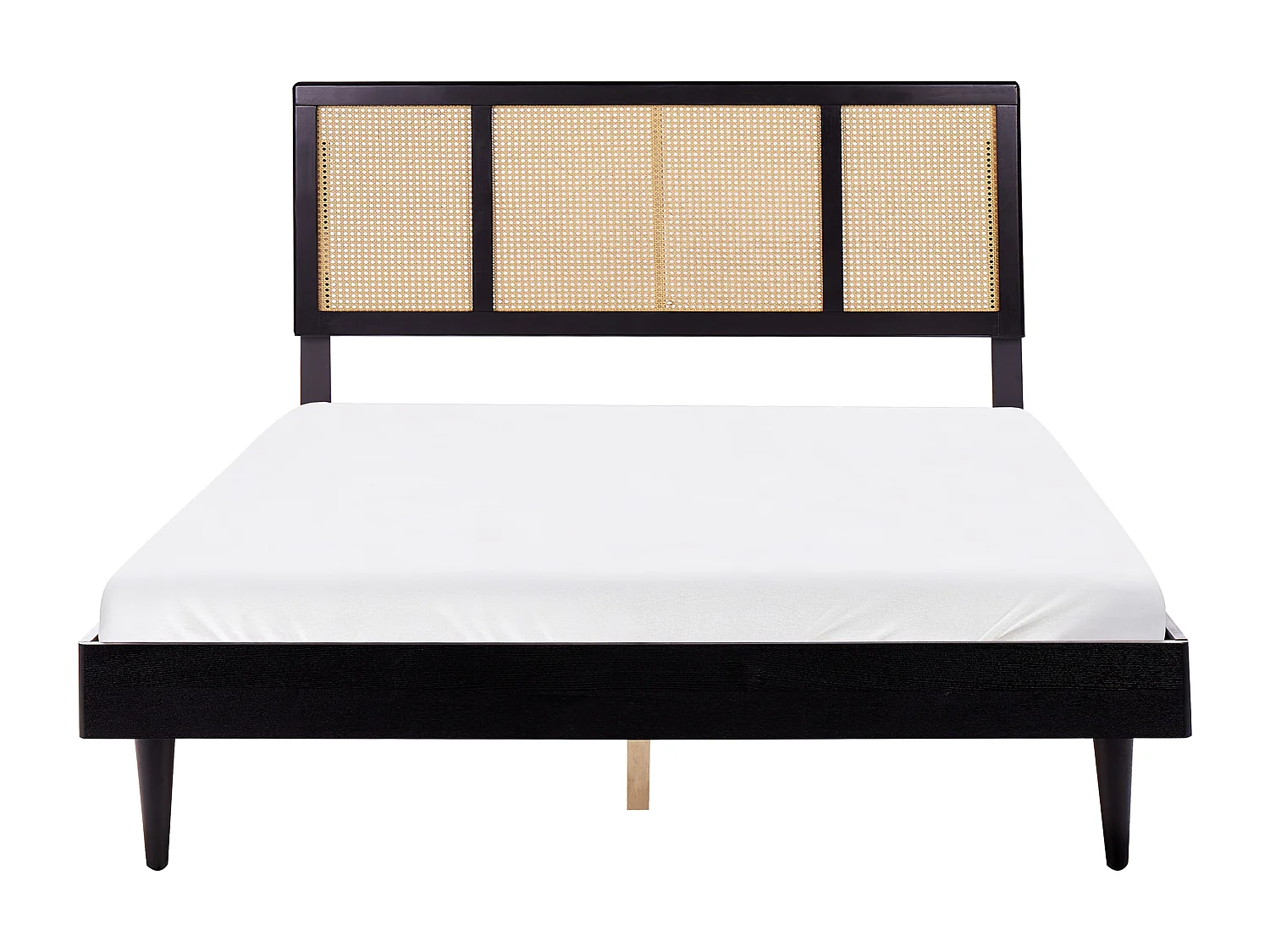 Cama com LED Rattan AURAY 160 x 200 cm Preto