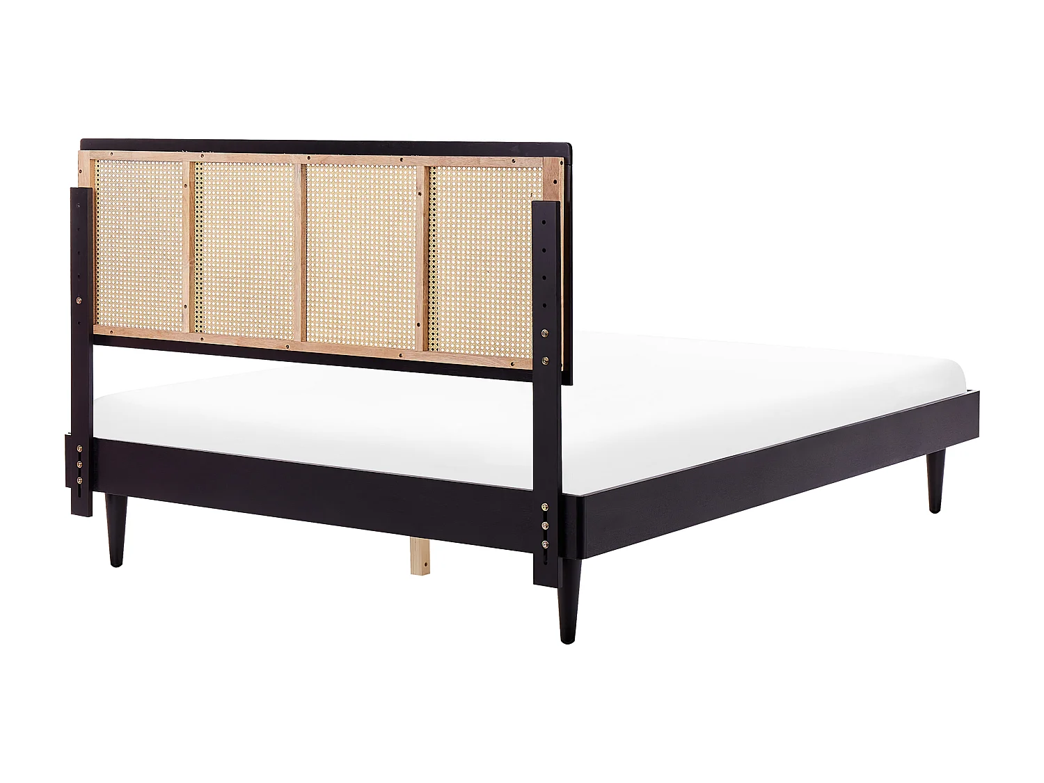Cama com LED Rattan AURAY 160 x 200 cm Preto