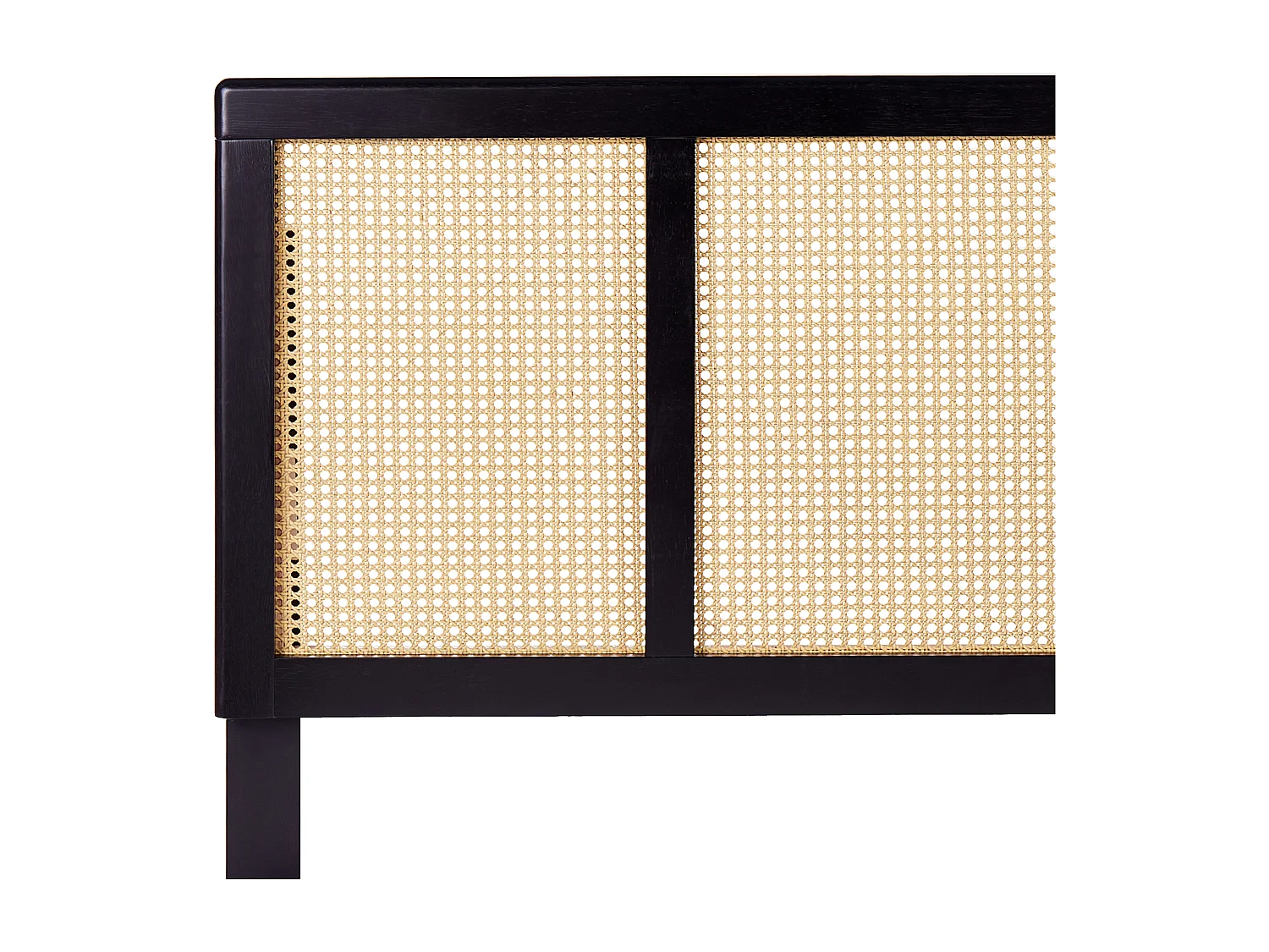 Cama com LED Rattan AURAY 160 x 200 cm Preto