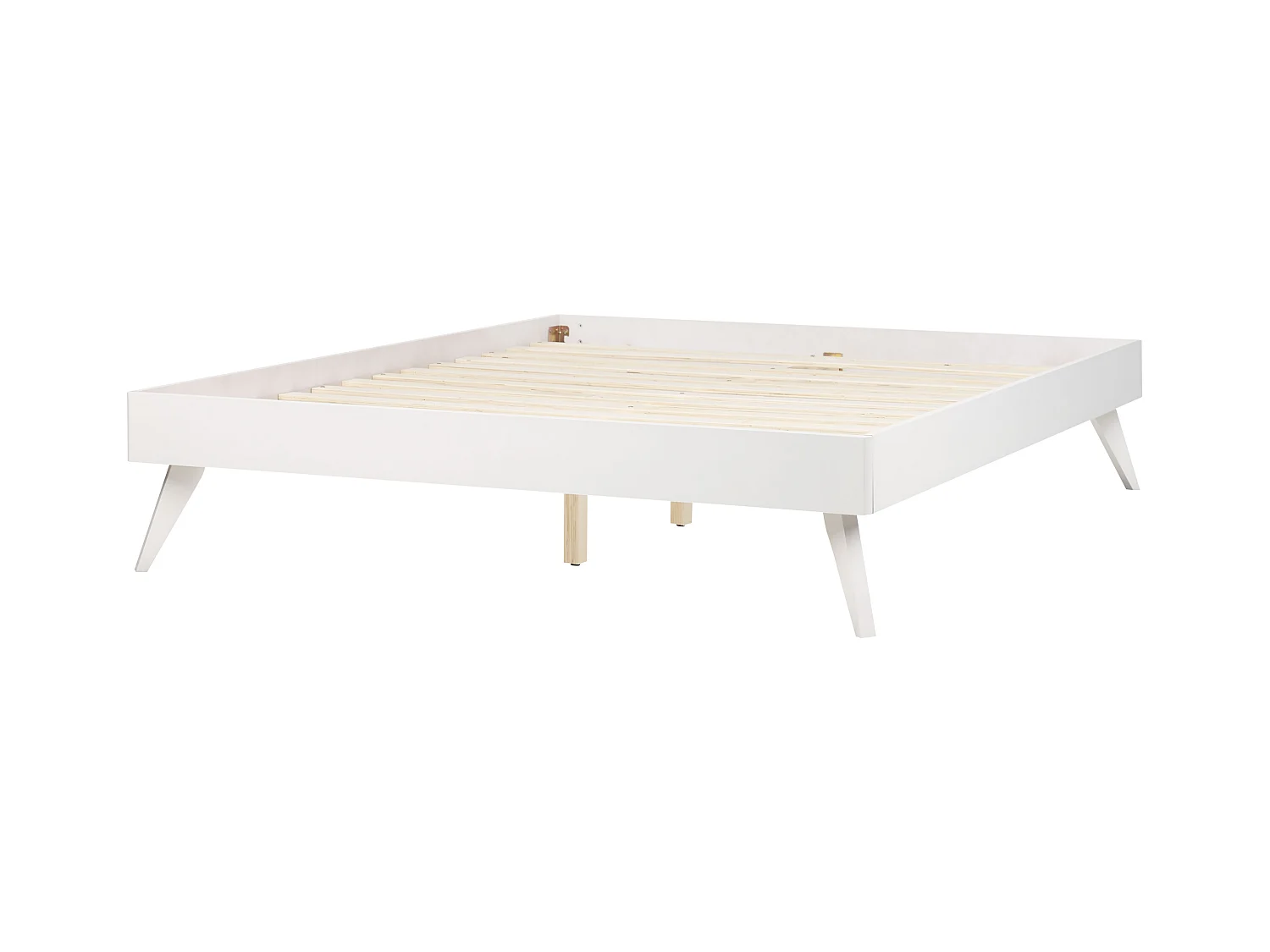 Bett mit hohen Beinen Lattenrost 160 x 200 cm weiß Doppelbett klassisch Berric