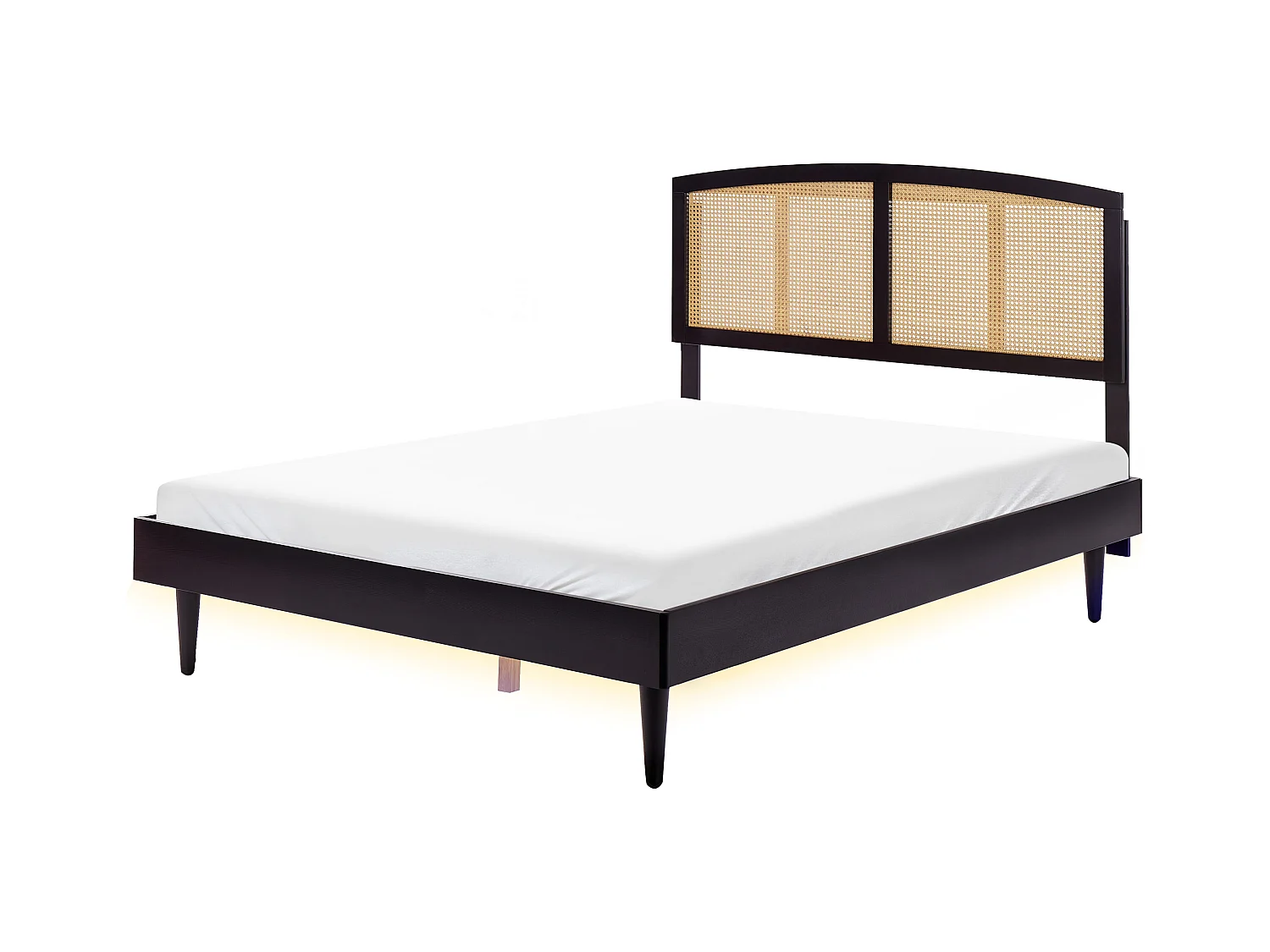 Lit avec LED Rotin VARZY 160 x 200 cm Noir