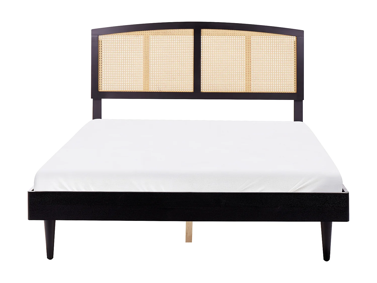 Bed met LED-verlichting Rotan VARZY 160 x 200 cm Zwart