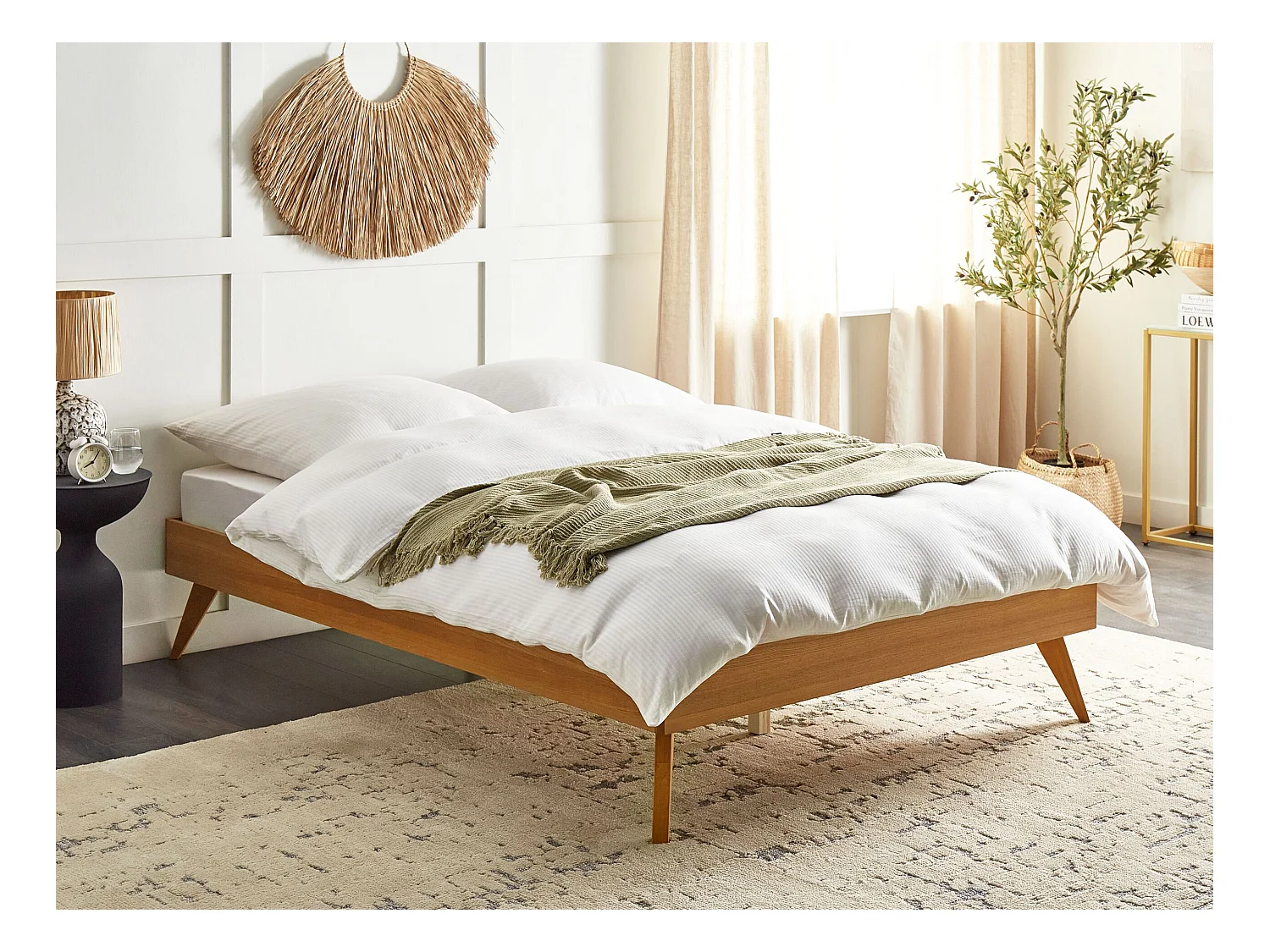 Lit sans tête de lit BERRIC 140 x 200 cm Frêne naturel