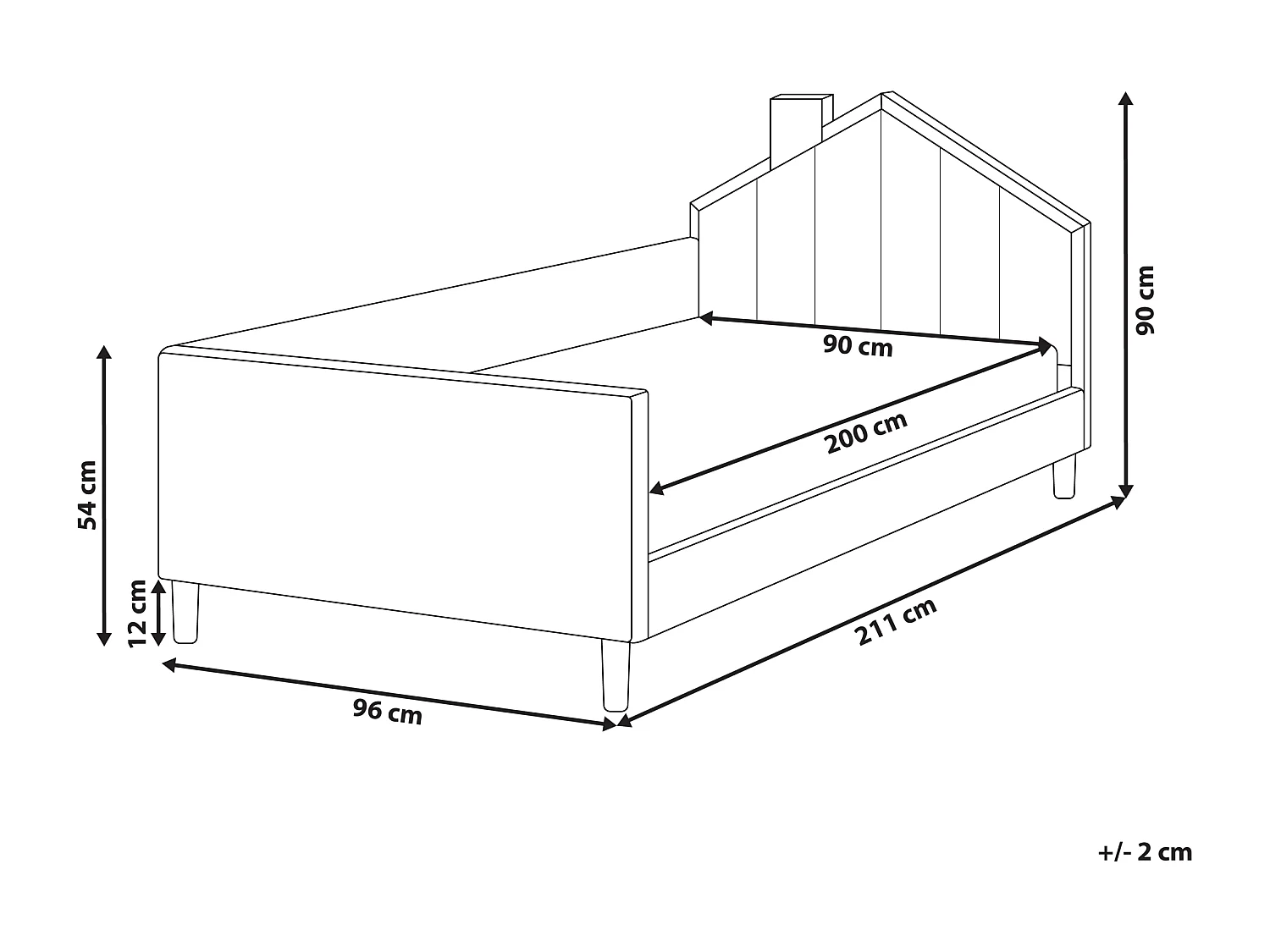 Lit d'enfant Maison Velours KERVAN 90 x 200 cm Marron clair