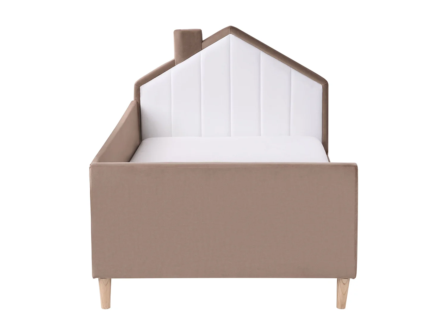 Lit d'enfant Maison Velours KERVAN 90 x 200 cm Marron clair