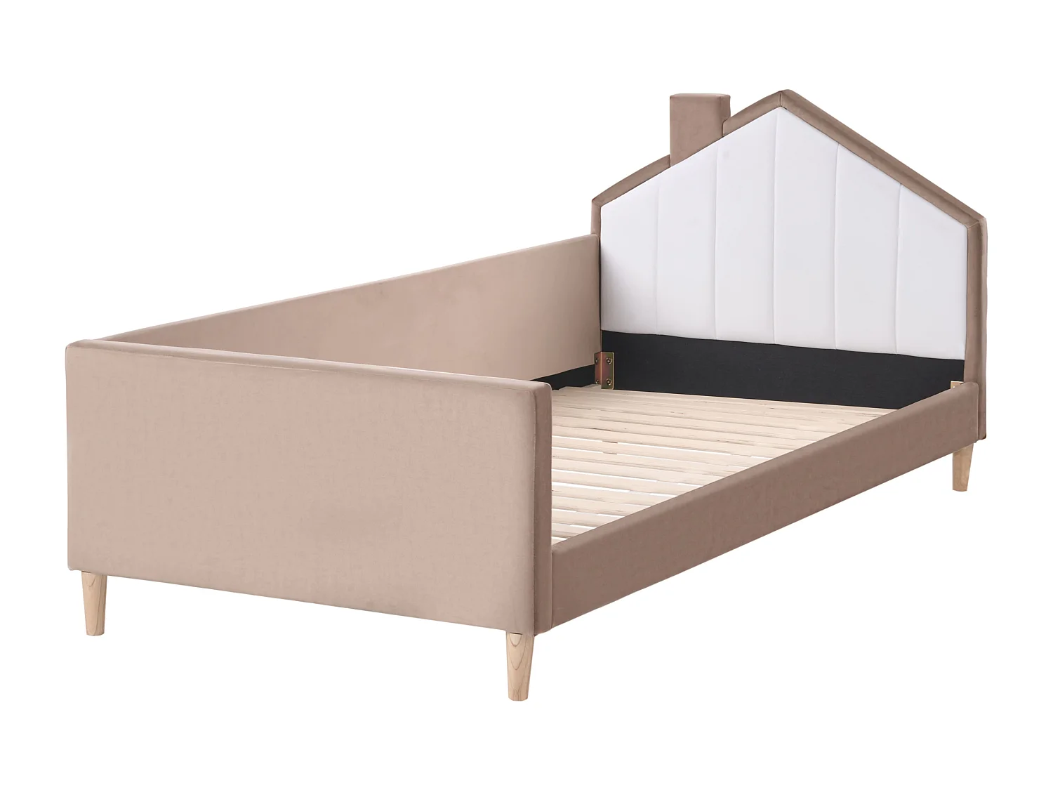 Lit d'enfant Maison Velours KERVAN 90 x 200 cm Marron clair