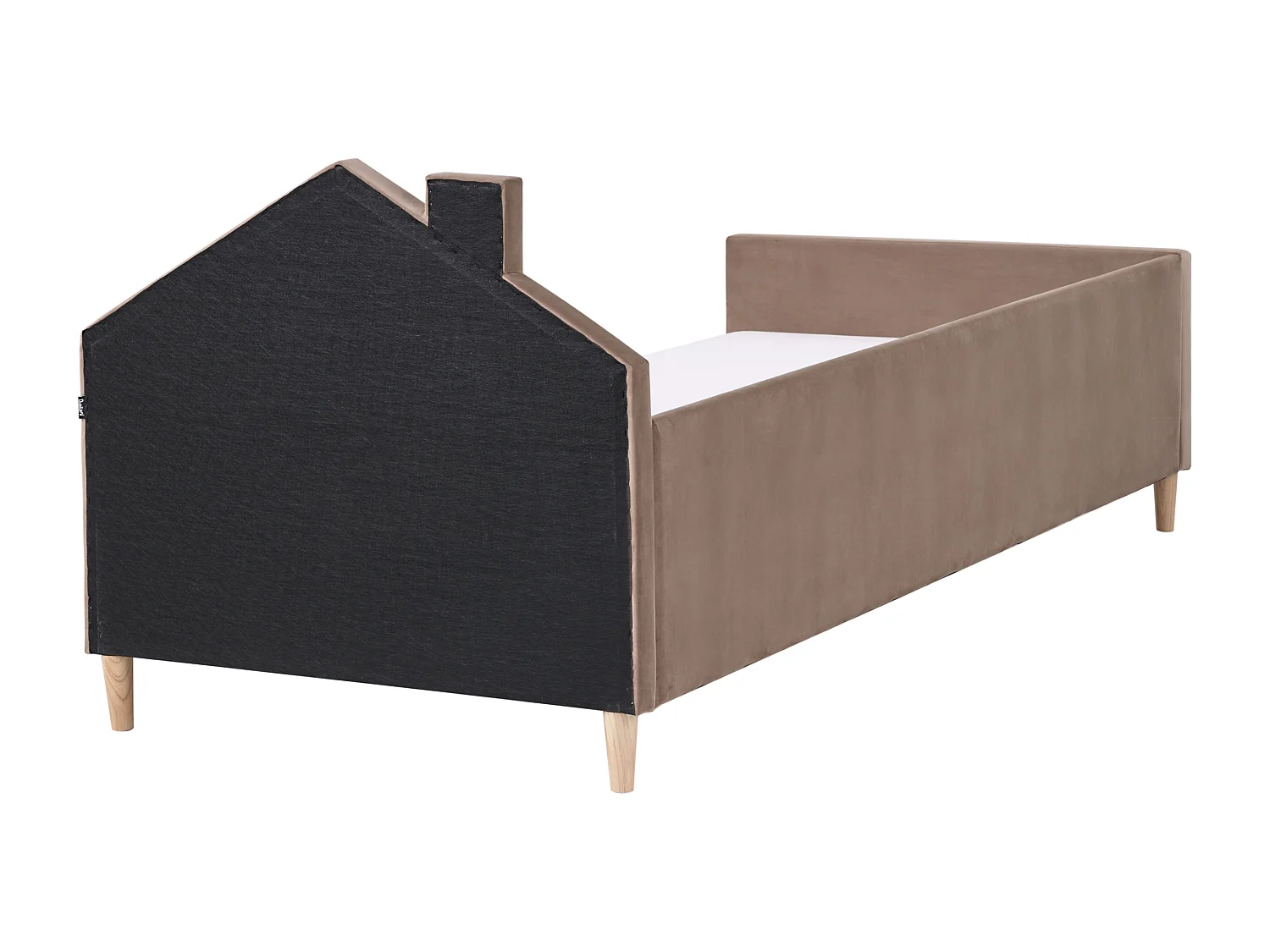 Lit d'enfant Maison Velours KERVAN 90 x 200 cm Marron clair