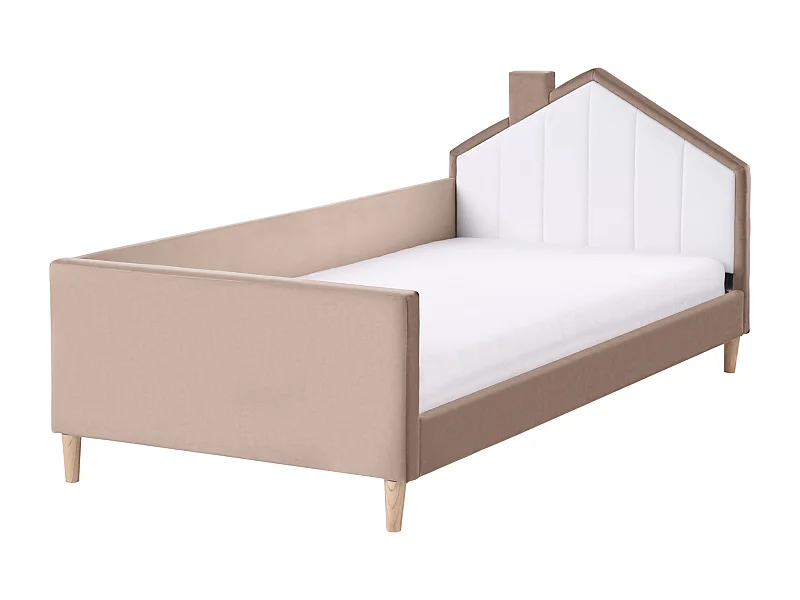 Letto singolo velluto marrone con rete 90 x 200 cm KERVAN