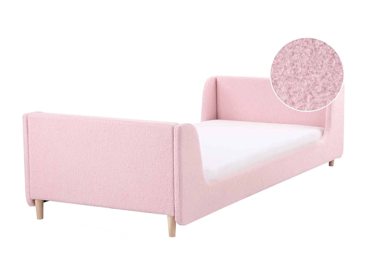 Lit simple en bouclé rose 90 x 200 cm LAYE