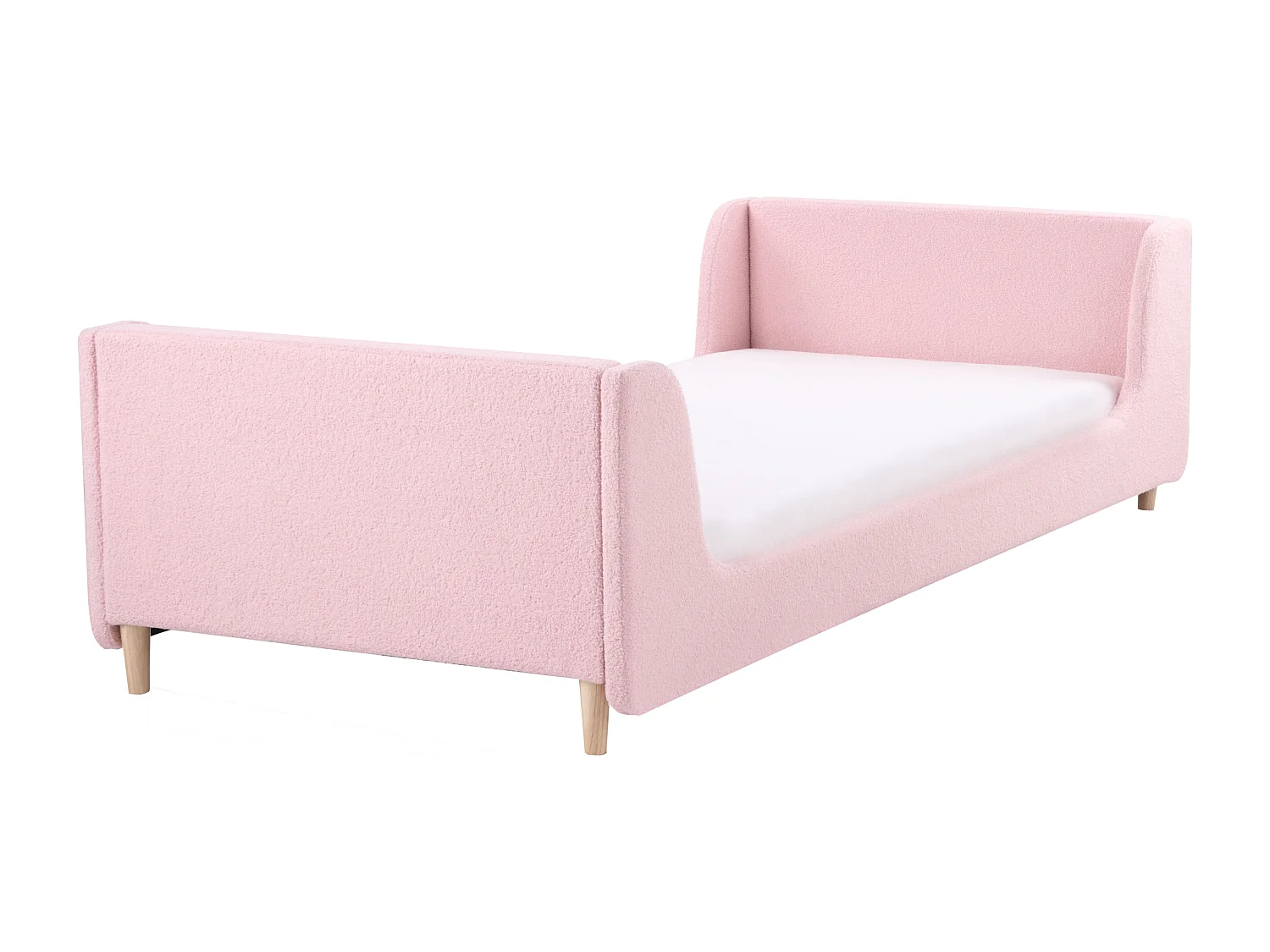 Lit simple en bouclé rose 90 x 200 cm LAYE