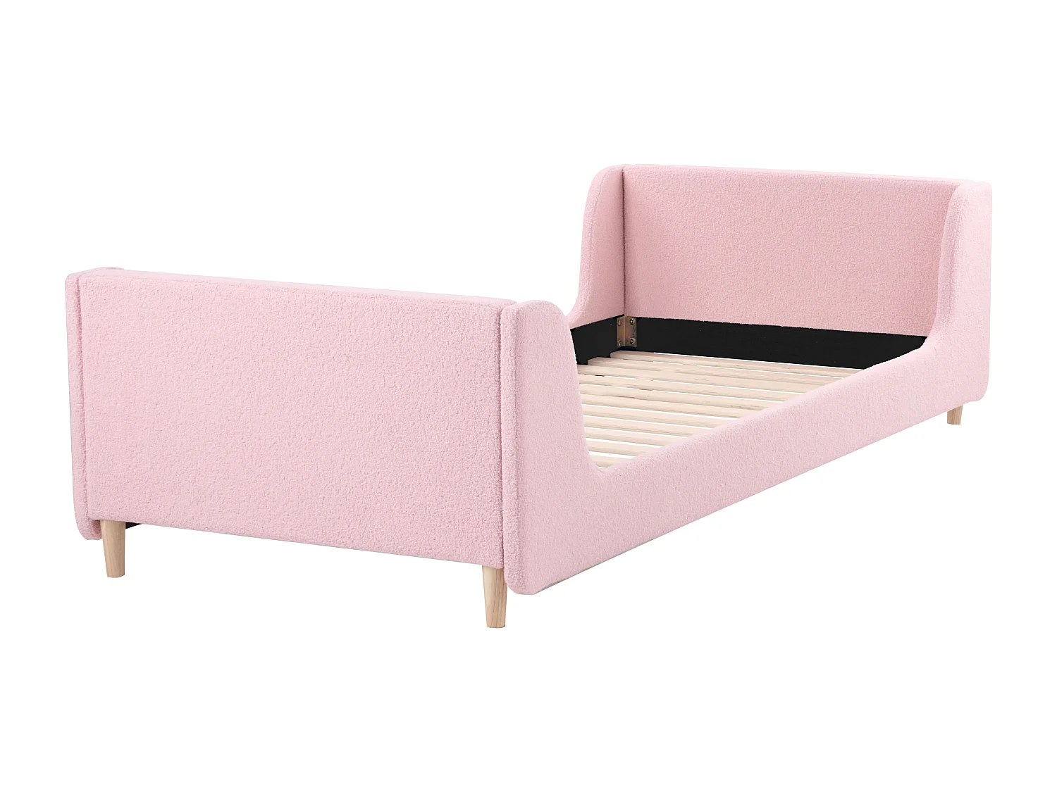 Lit simple en bouclé rose 90 x 200 cm LAYE