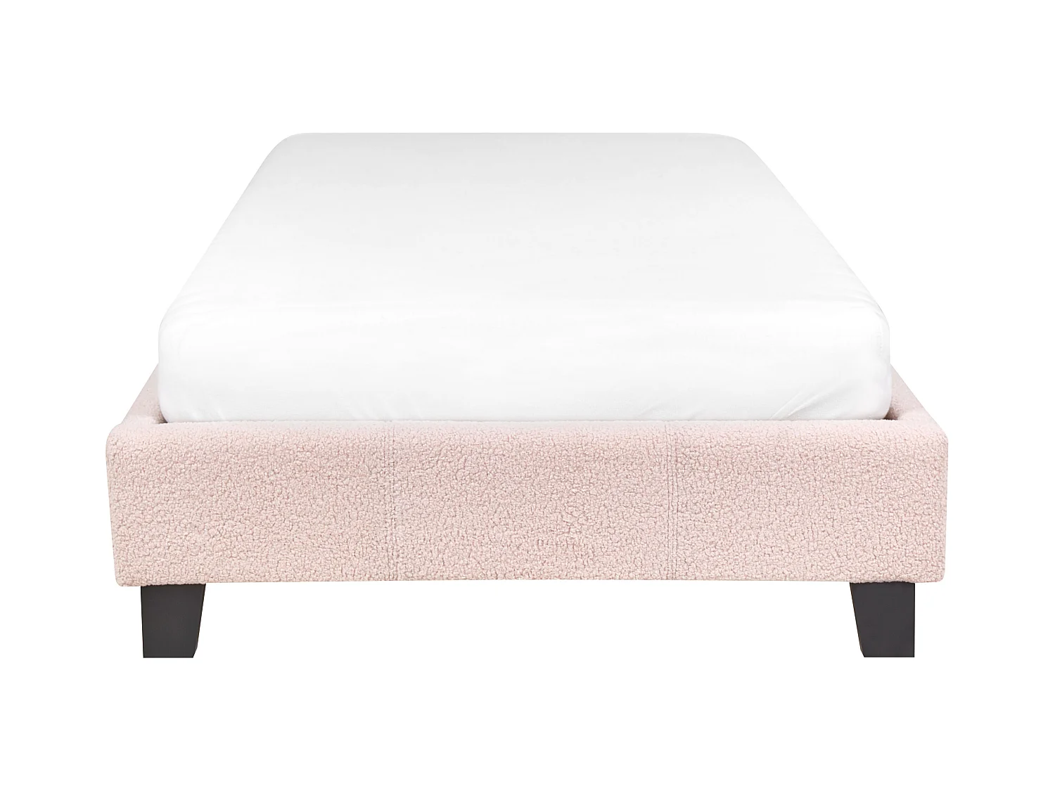 Lit sans tête de lit Bouclé ROANNE 90 x 200 cm Rose pastel