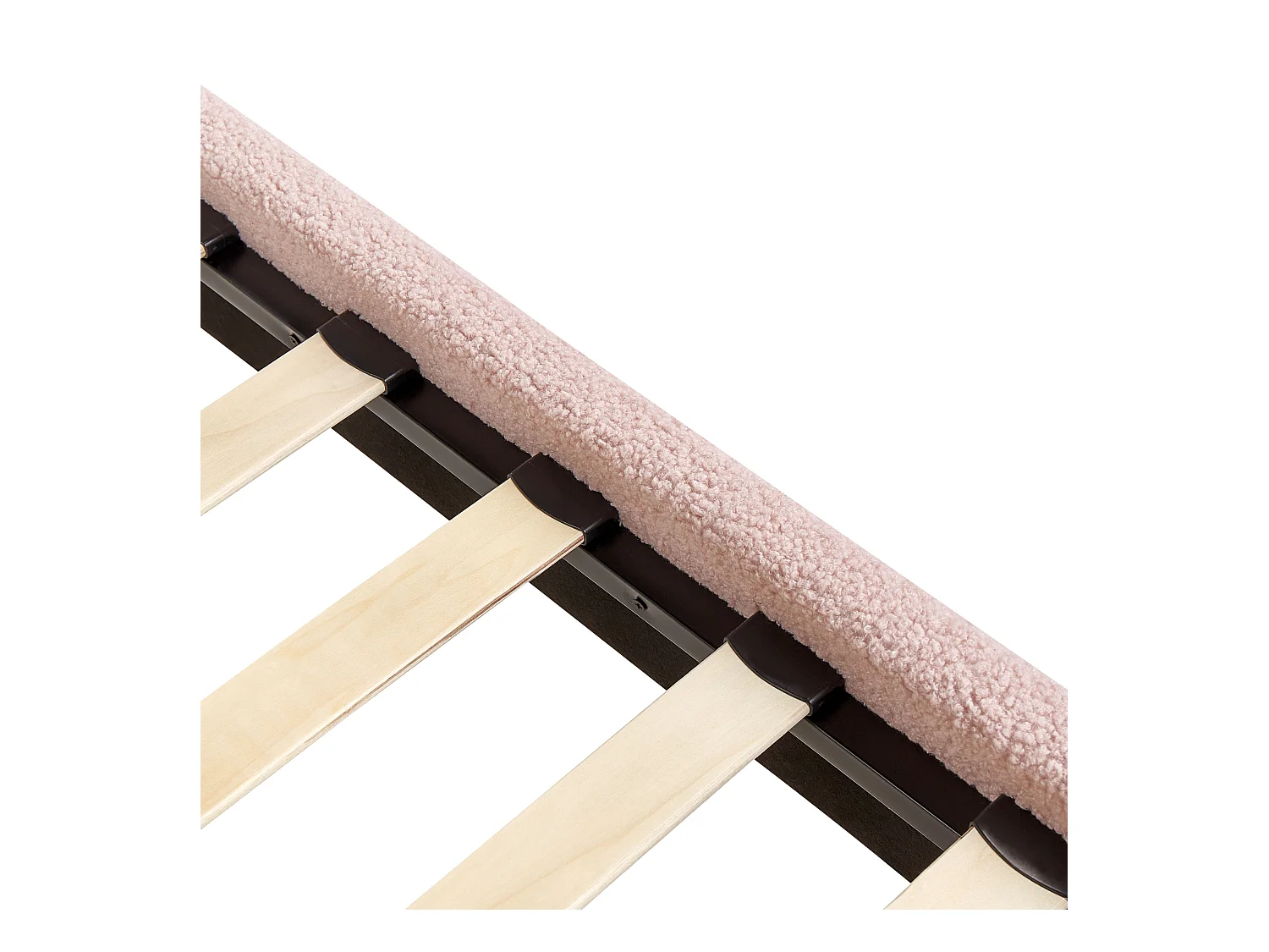 Lit sans tête de lit Bouclé ROANNE 90 x 200 cm Rose pastel