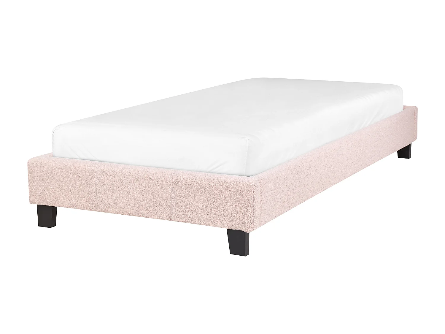 Polsterbett Bouclé rosa Einzelbett mit Lattenrost 90x200 cm Skandi Roanne