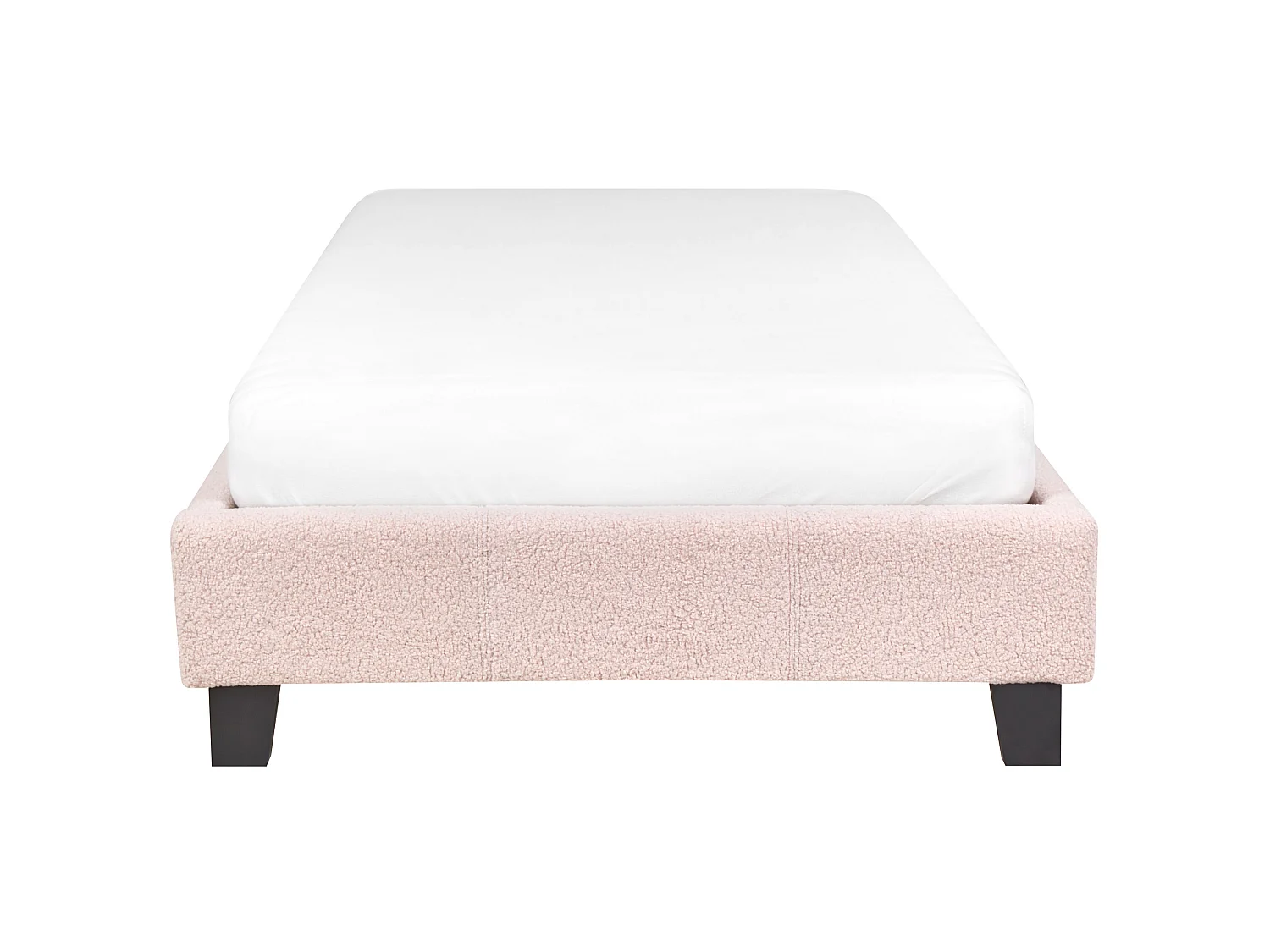 Lit sans tête de lit Bouclé ROANNE 90 x 200 cm Rose pastel