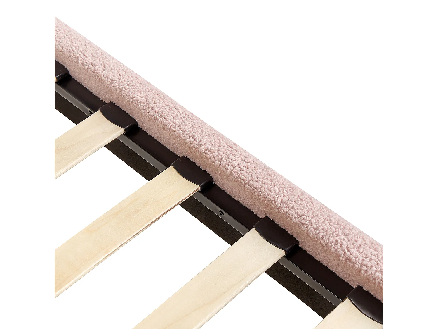Lit sans tête de lit Bouclé ROANNE 90 x 200 cm Rose pastel