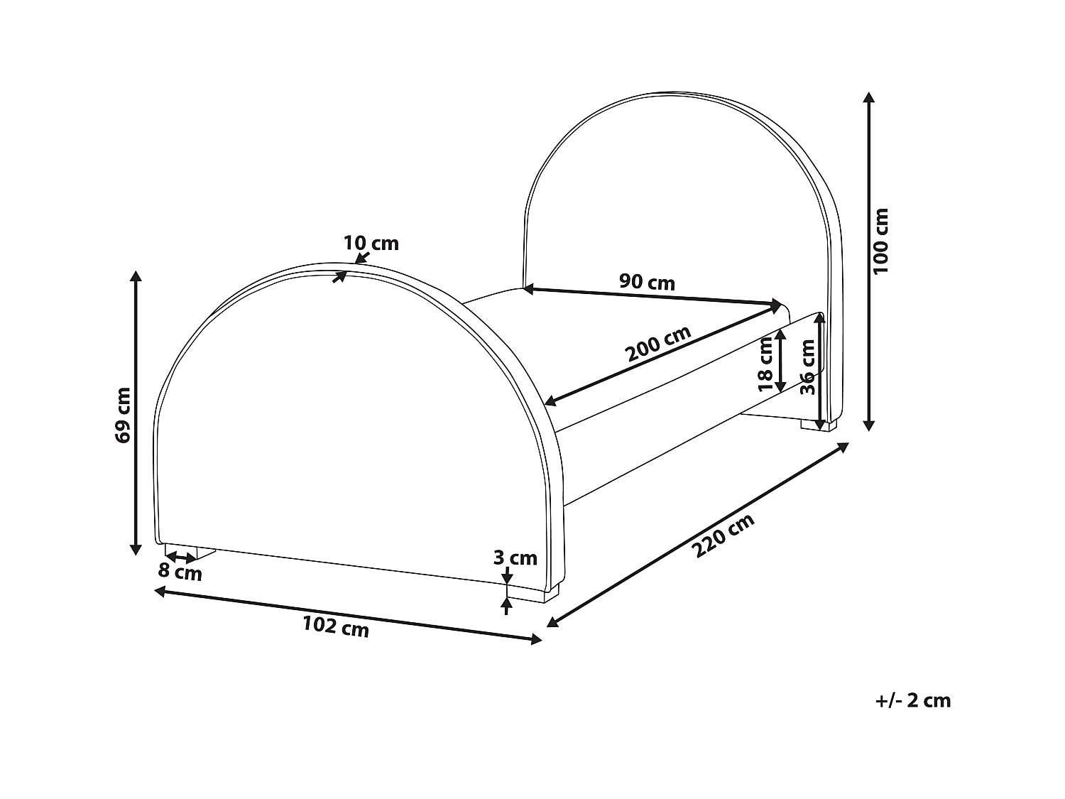 Lit d'enfant Velours NOZAY 90 x 200 cm Gris clair