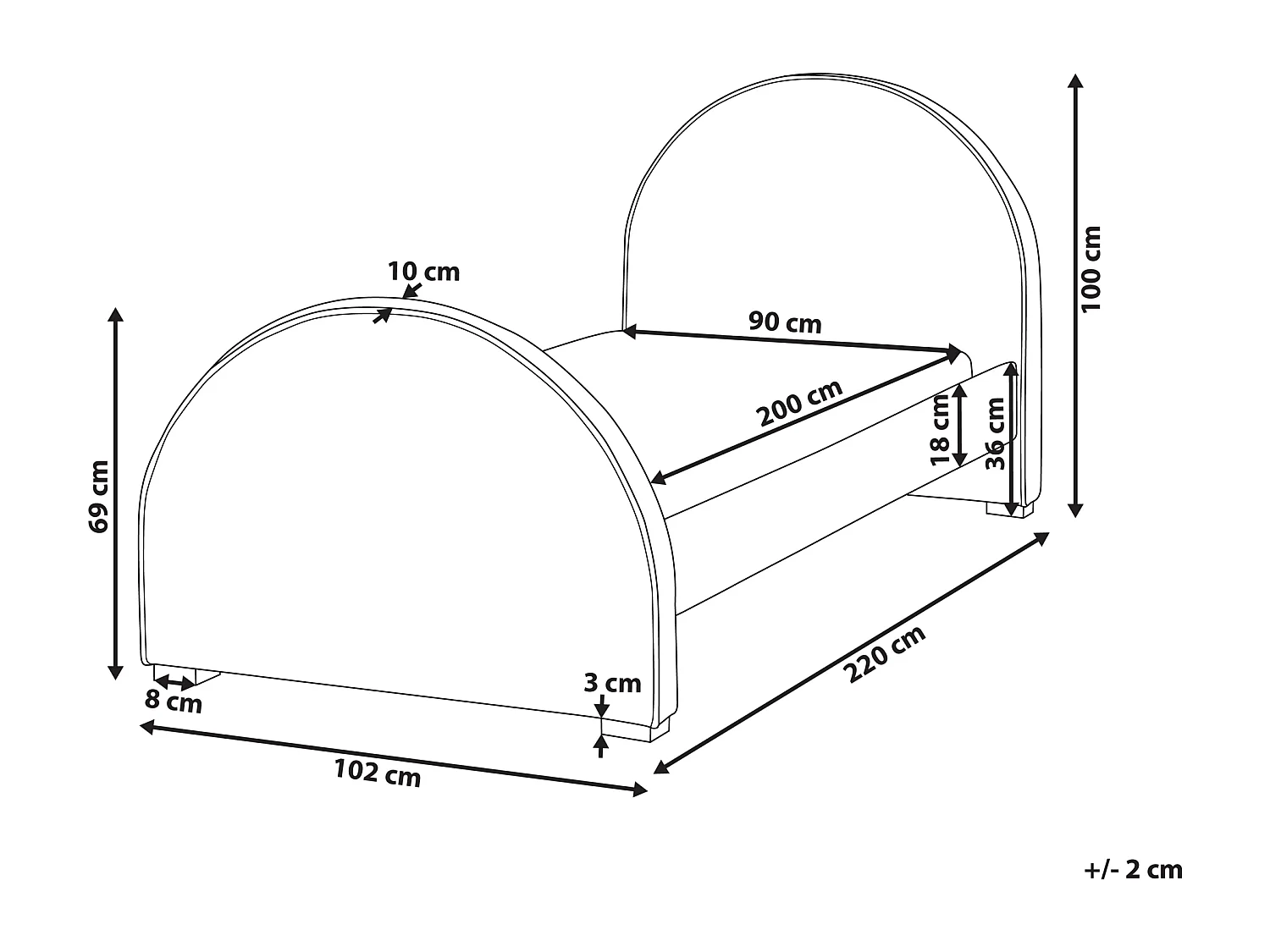 Lit d'enfant Velours NOZAY 90 x 200 cm Gris clair