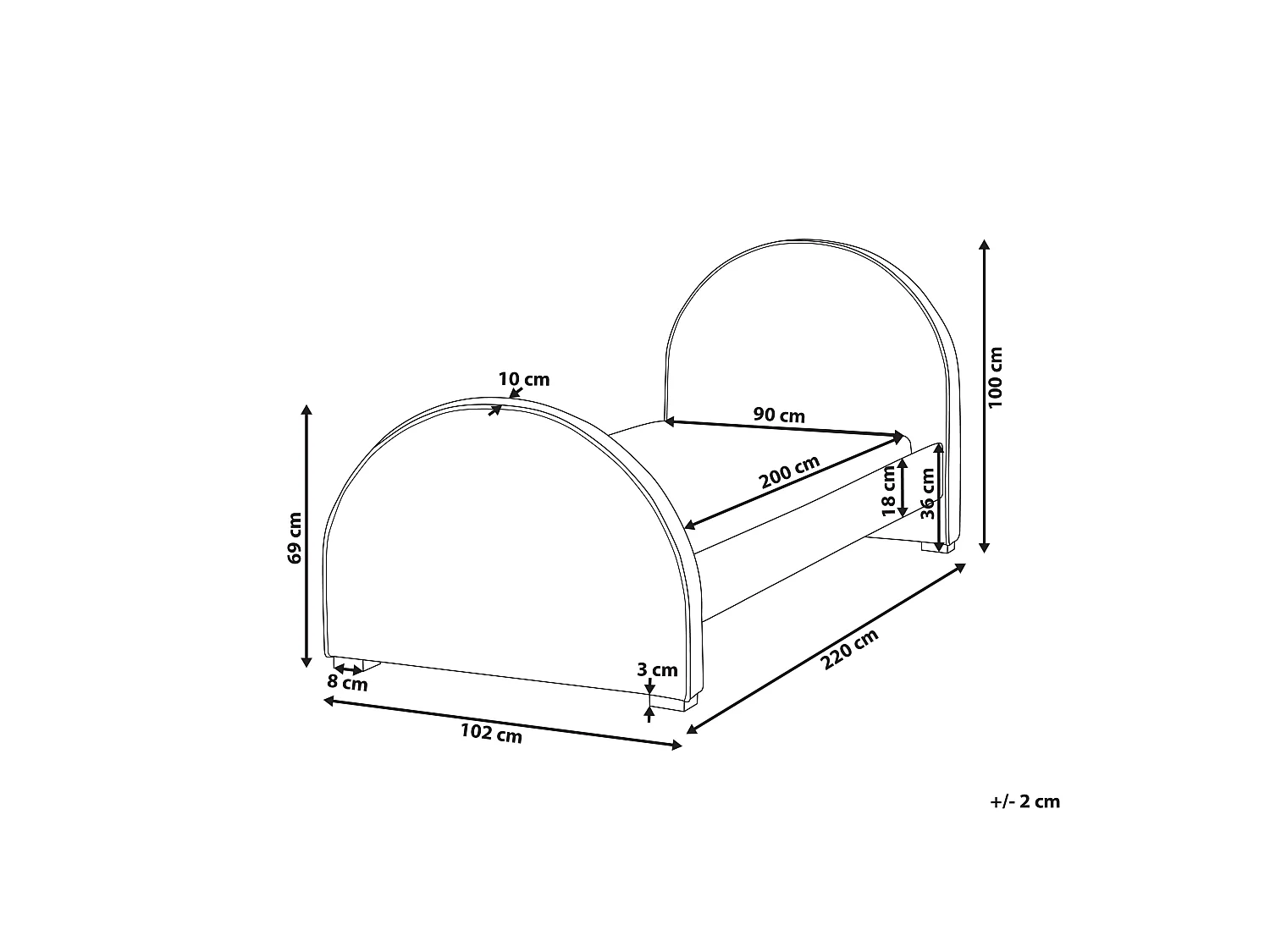 Letto singolo velluto grigio 90 x 200 cm NOZAY