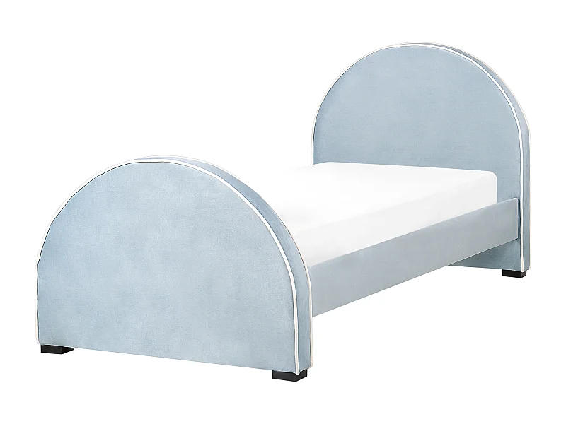 Polsterbett Samtstoff hellblau Lattenrost 90 x 200 cm NOZAY