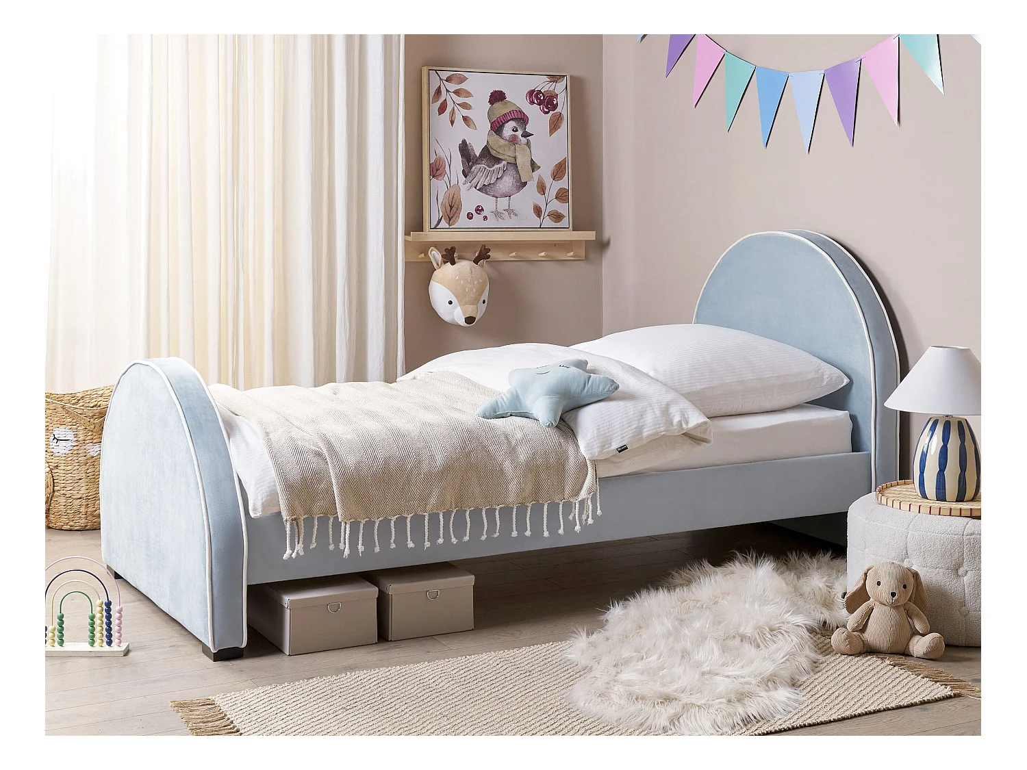 Lit d'enfant Velours NOZAY 90 x 200 cm Bleu clair