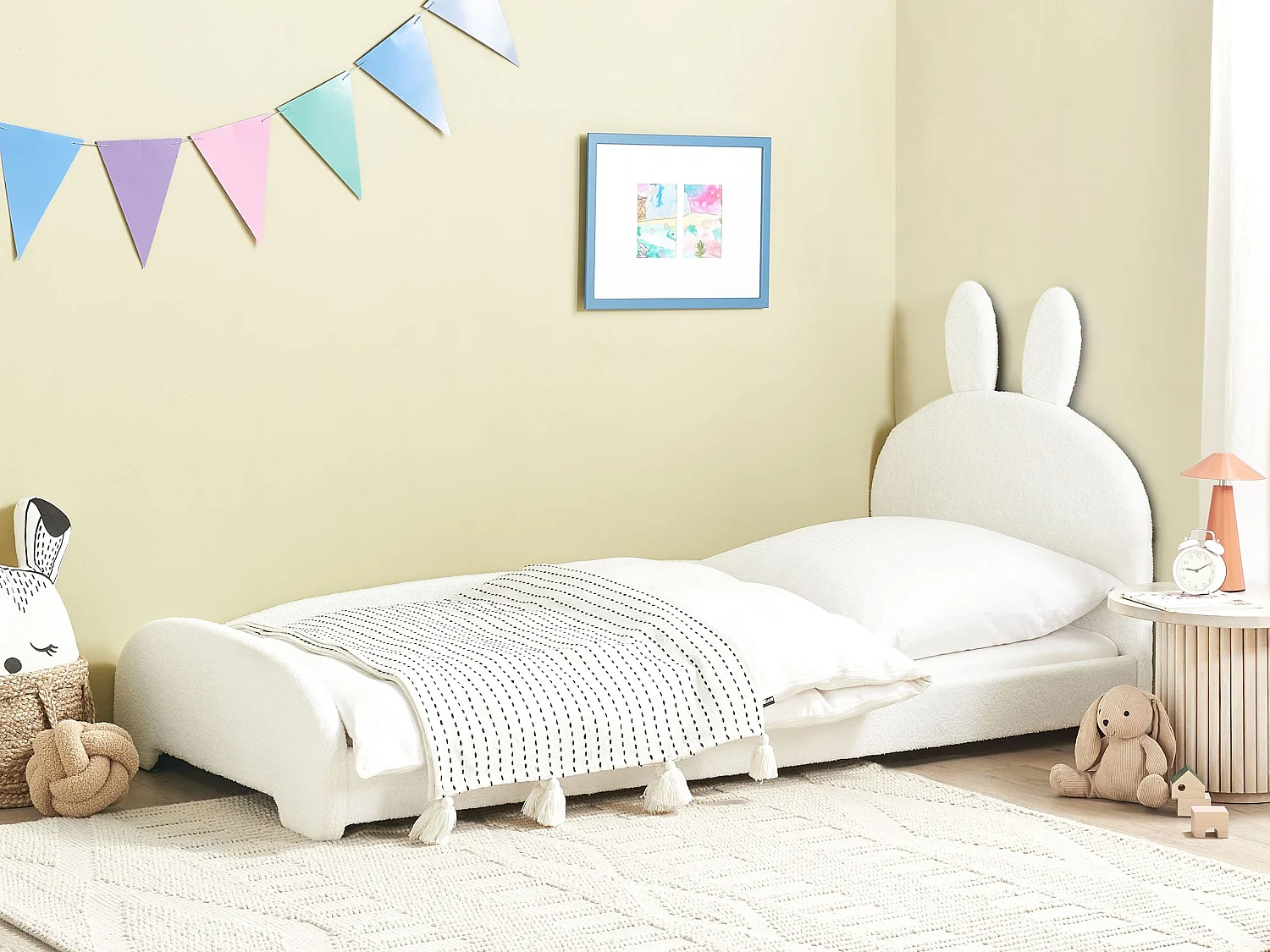 Lit d'enfant Lapin Bouclé PERROS 90 x 200 cm Blanc cassé