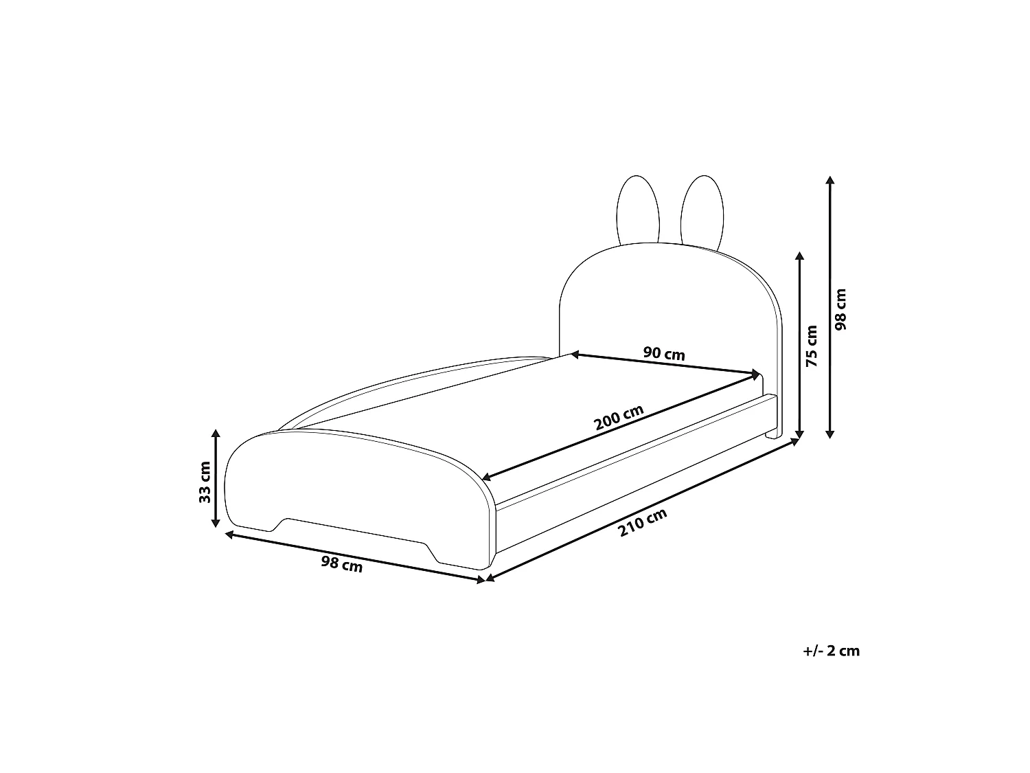 Kids Bed Rabbit Boucle PERROS 90 x 200 cm (EU Single) Off-White
