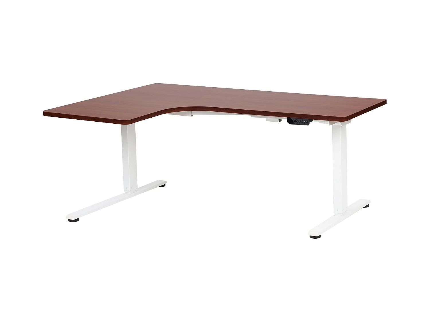 Bureau d'angle réglable électriquement DESTINES Marron/blanc 160 cm 109 cm Côté droite