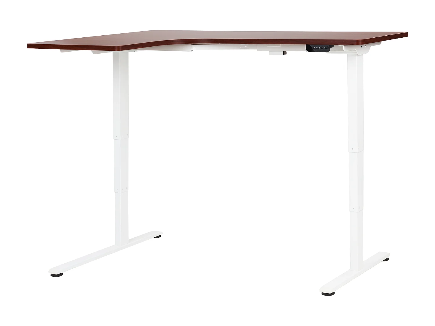 Bureau d'angle réglable électriquement DESTINES Marron/blanc 160 cm 109 cm Côté droite