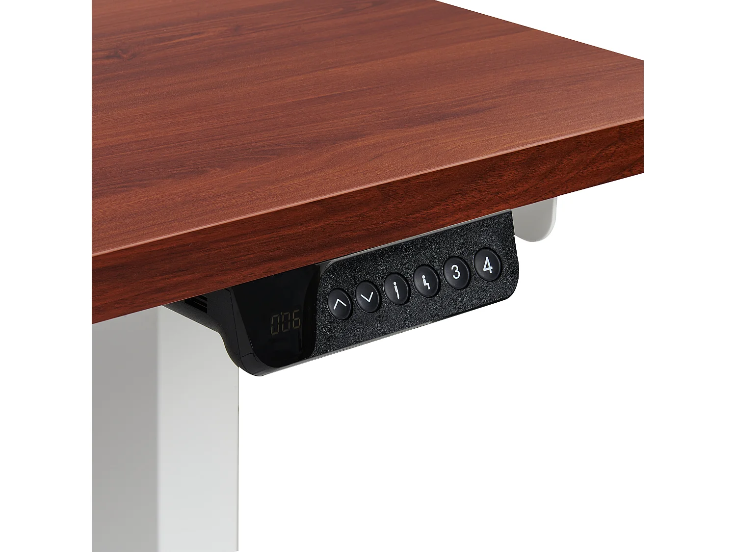 Bureau d'angle réglable électriquement DESTINES Marron/blanc 160 cm 109 cm Côté droite