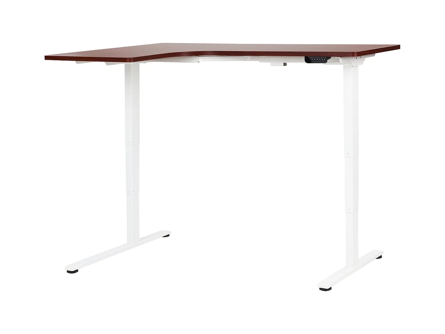 Bureau d'angle réglable électriquement DESTINES Marron/blanc 160 cm 109 cm Côté droite