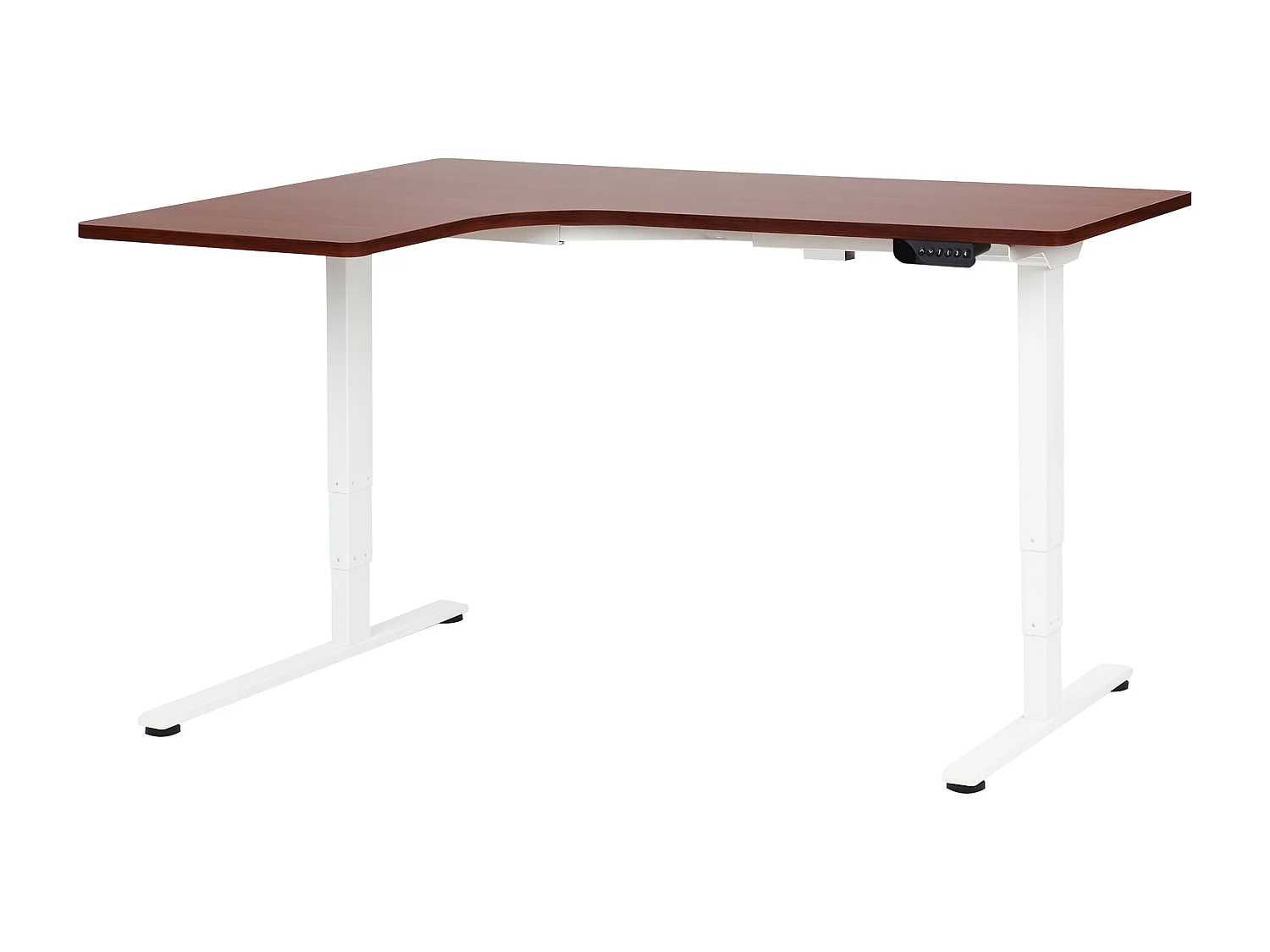 Bureau d'angle réglable électriquement DESTINES Marron/blanc 160 cm 109 cm Côté droite