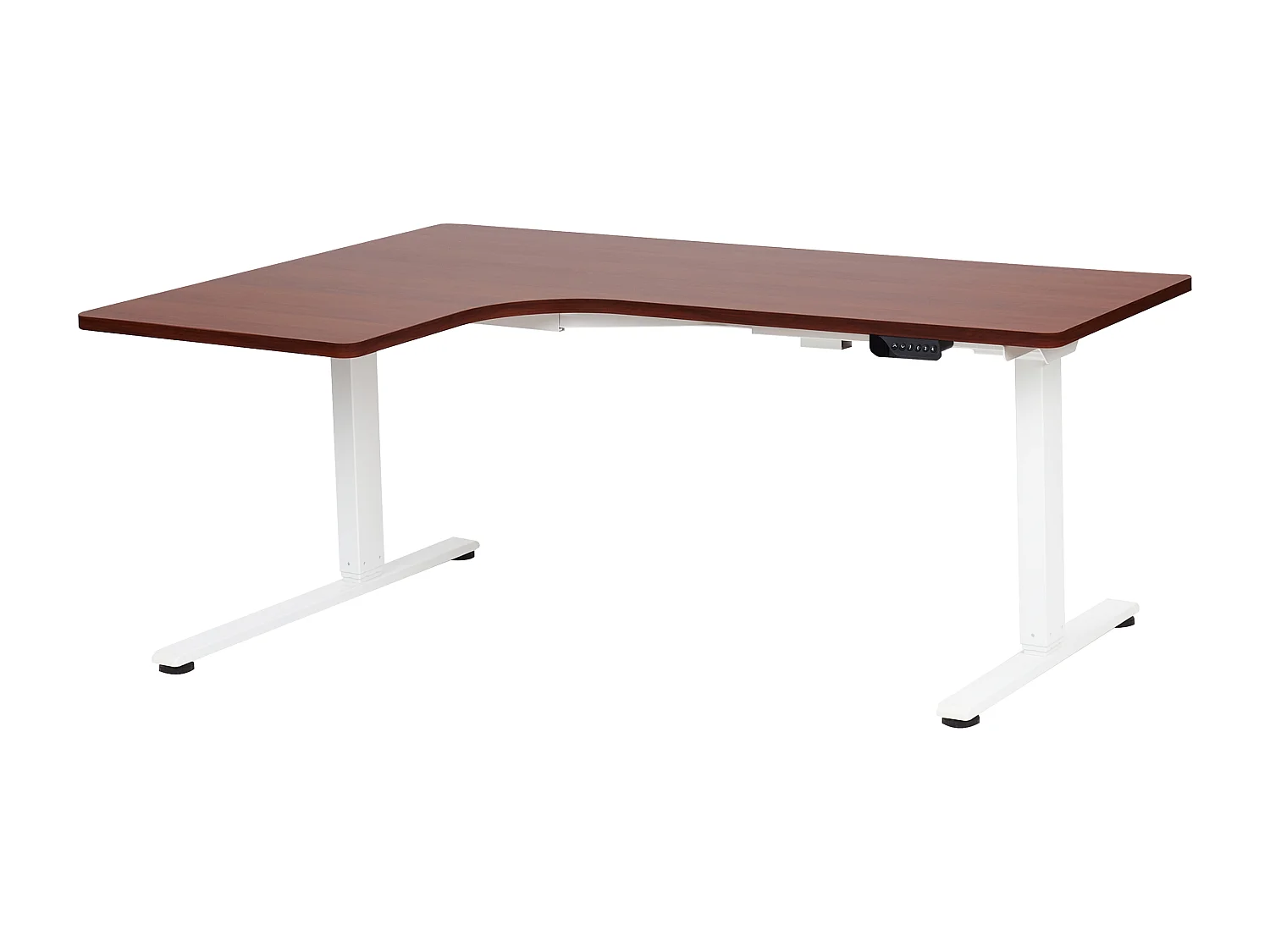 Bureau d'angle réglable électriquement DESTINES Marron/blanc 160 cm 109 cm Côté droite