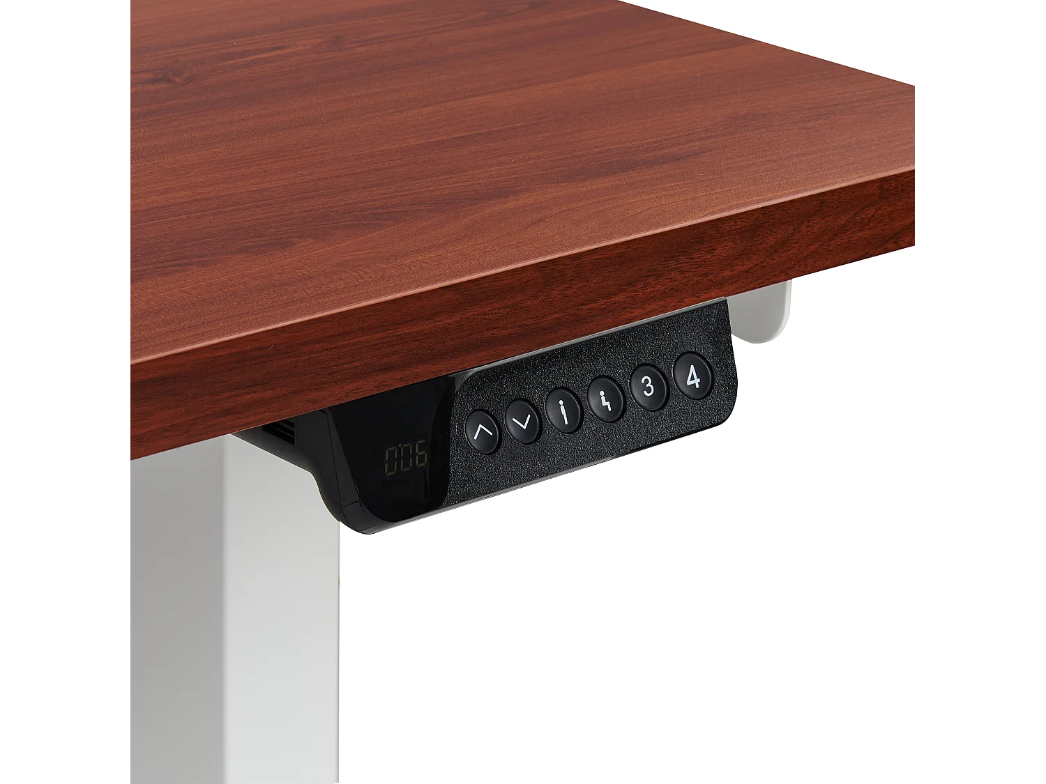 Steh Schreibtisch elektrisch höhenverstellbar links braun/weiß 160 cm Destines