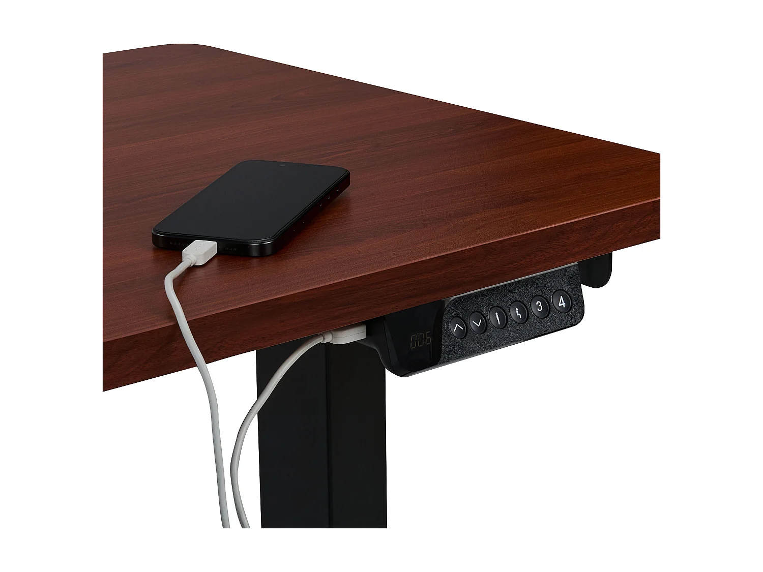 Steh Bürotisch elektrisch höhenverstellbar links braun/schwarz 160cm Destines