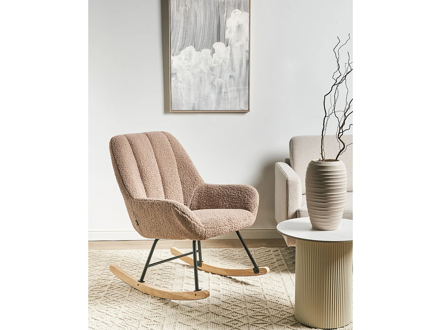 Schaukelsessel KINNO Bouclé Beige